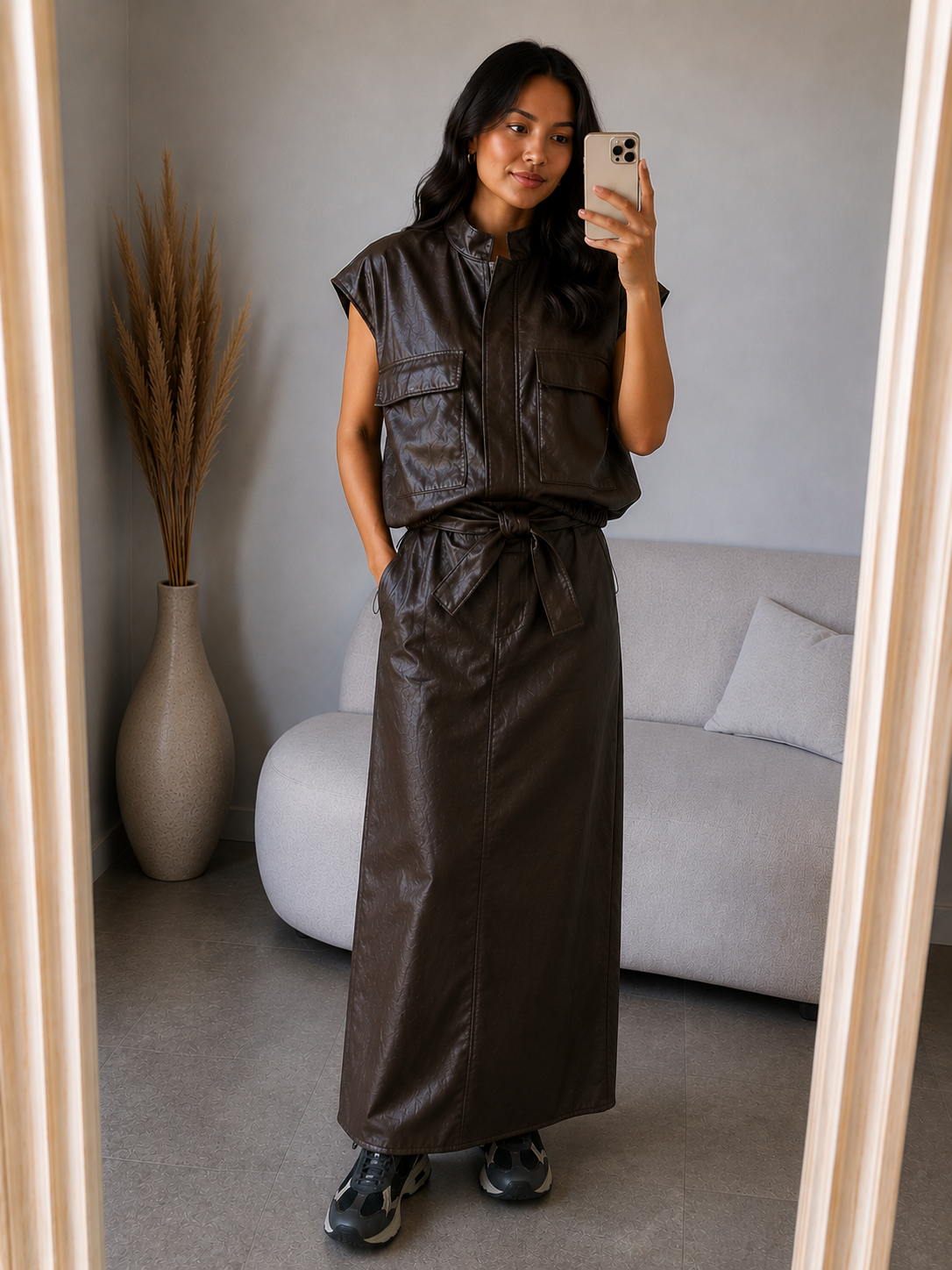 Rok Leatherlook I Bruin