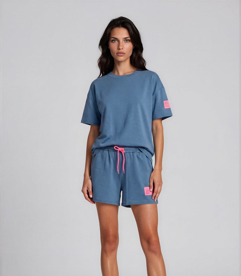 Comfy set badge summer I Petrol Blue/rose