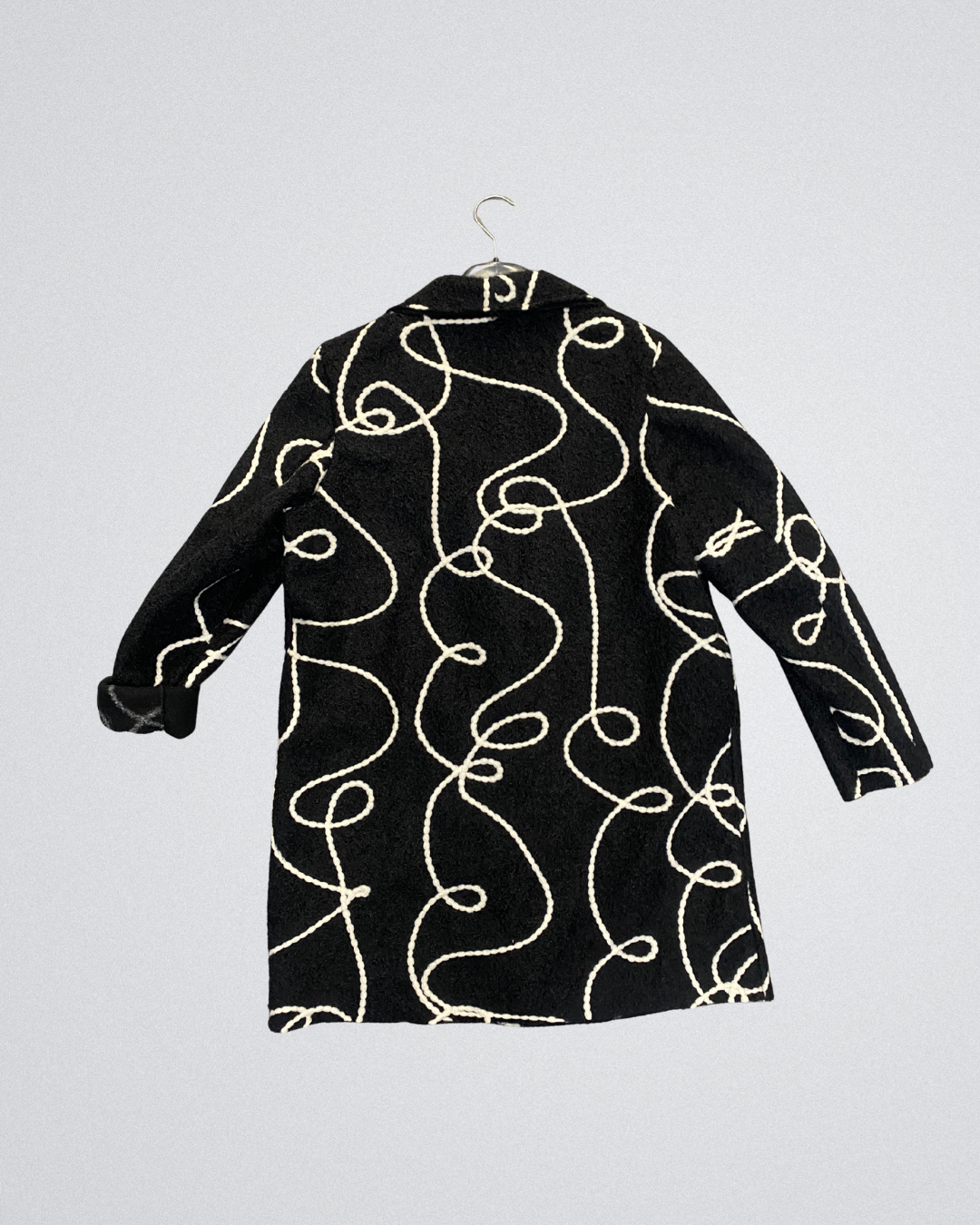 Trenchcoat Lang Stripes | Zwart