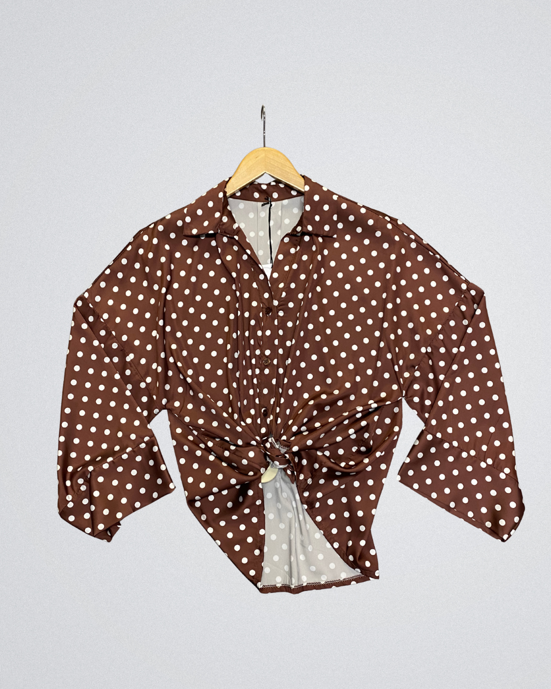 Blouse Stippen Satijn | Bruin