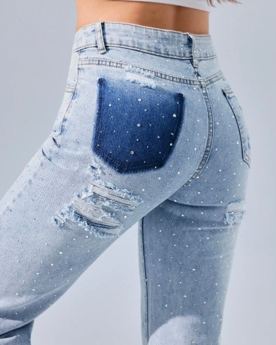 Hello-miss Wide-Leg Destroyed jeans | Vintage Bleu