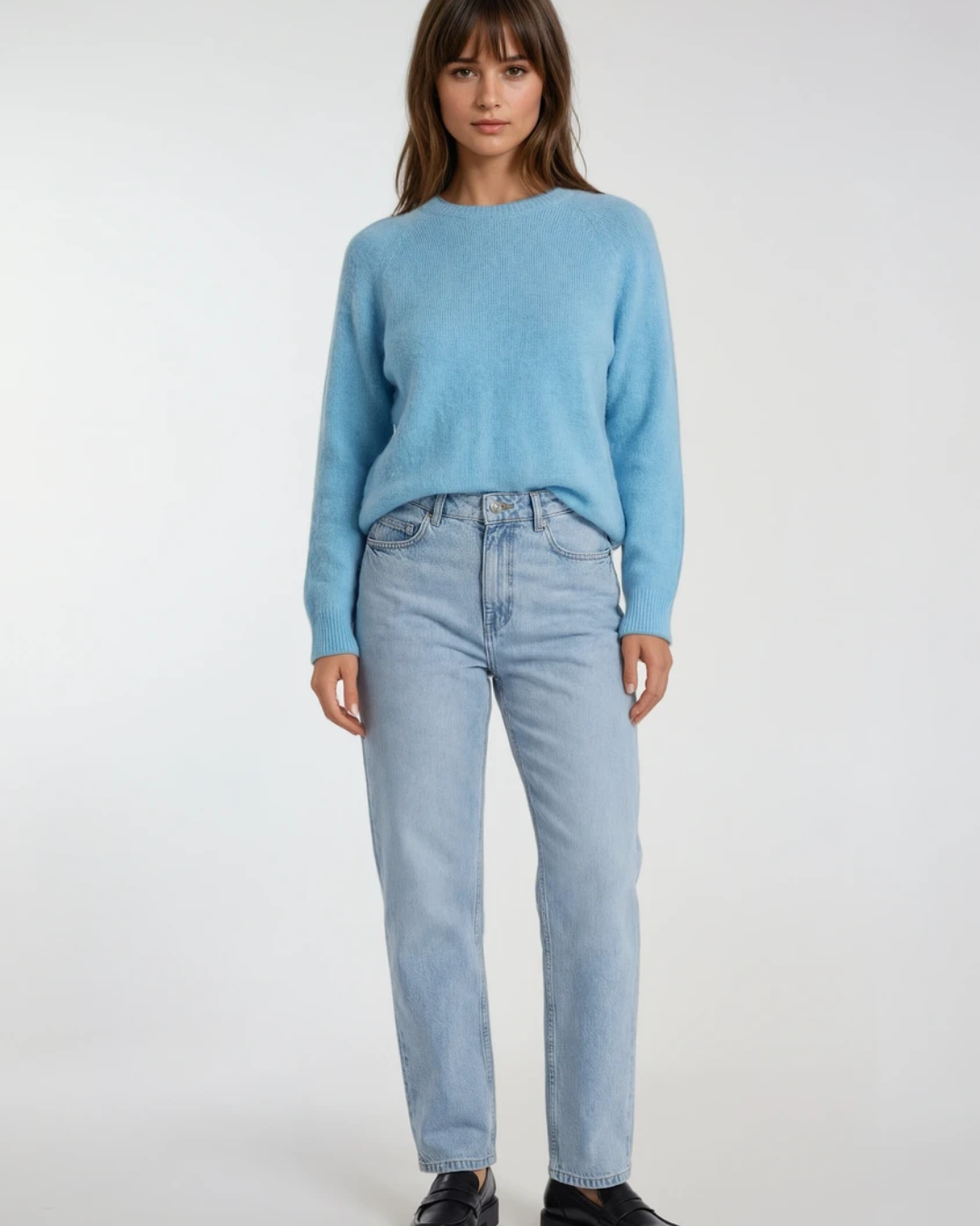 Trui Alpaca lange mouw | Licht Blauw