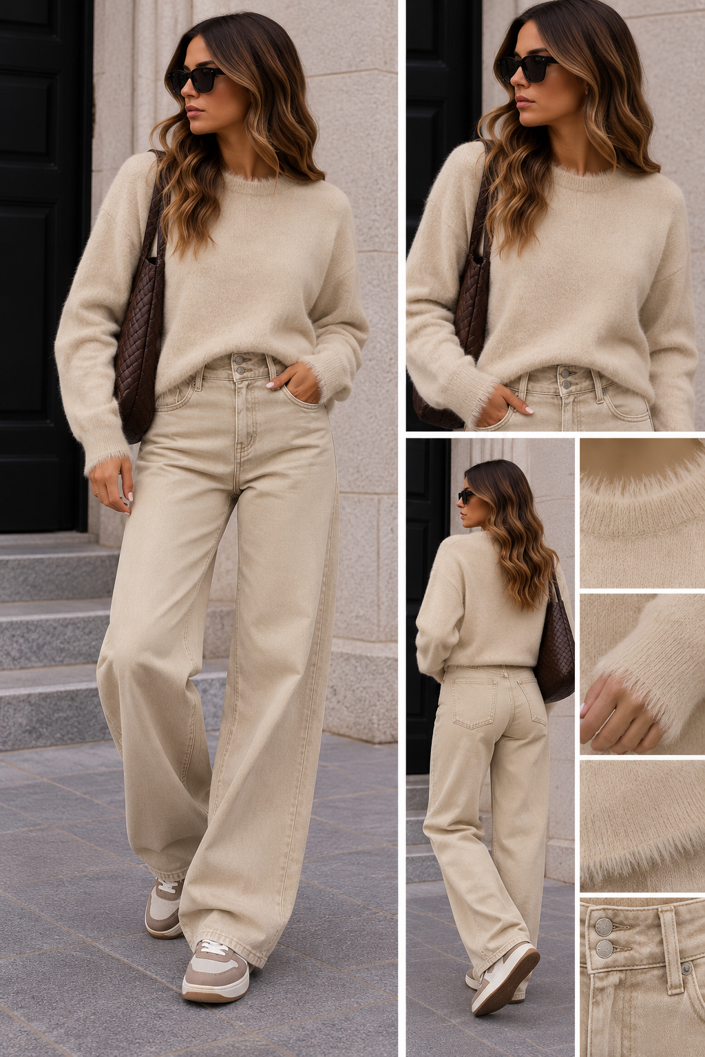 Truitje Amy Soft lange mouw I Beige
