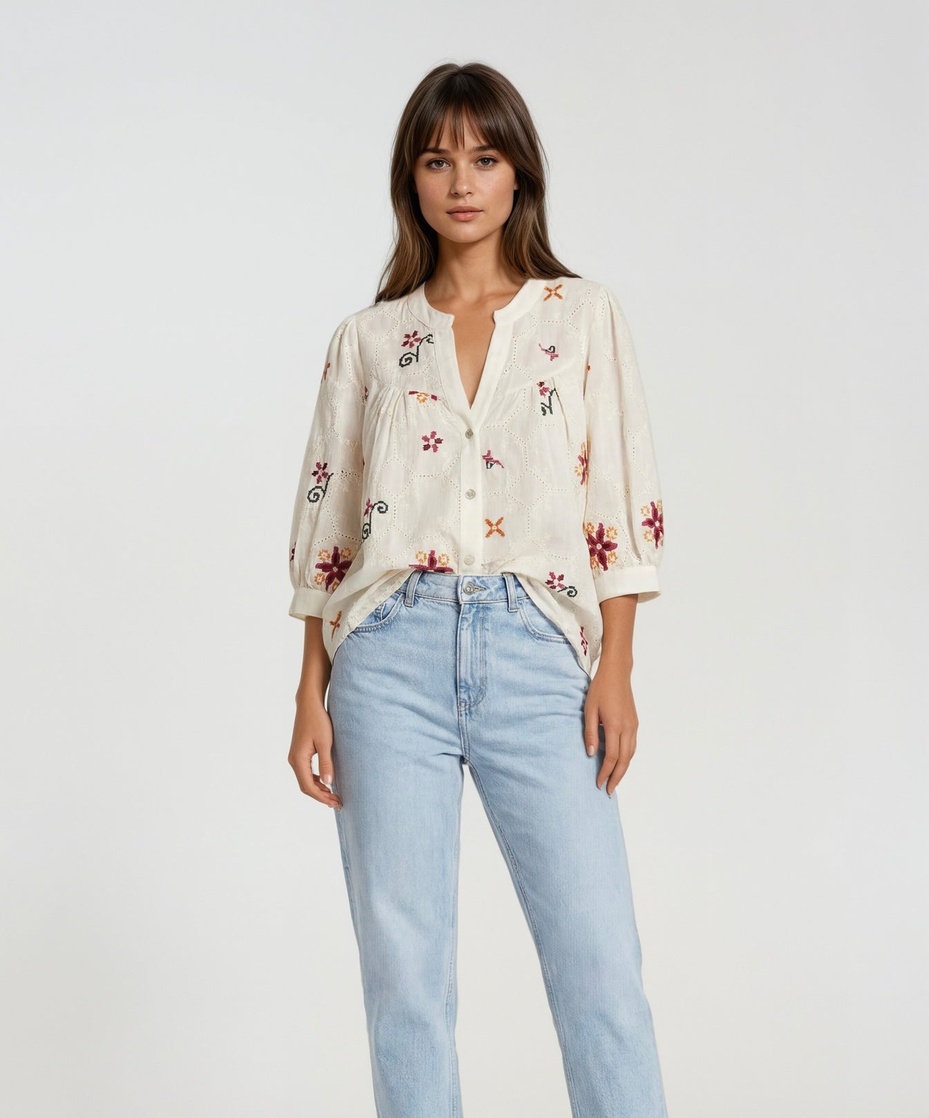Blouse Gimme Richery borduursel I beige