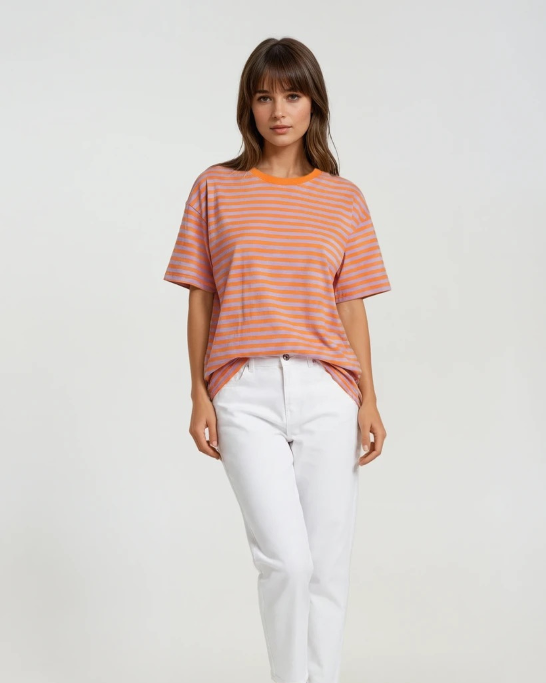 T-shirts Streep I Oranje / paars