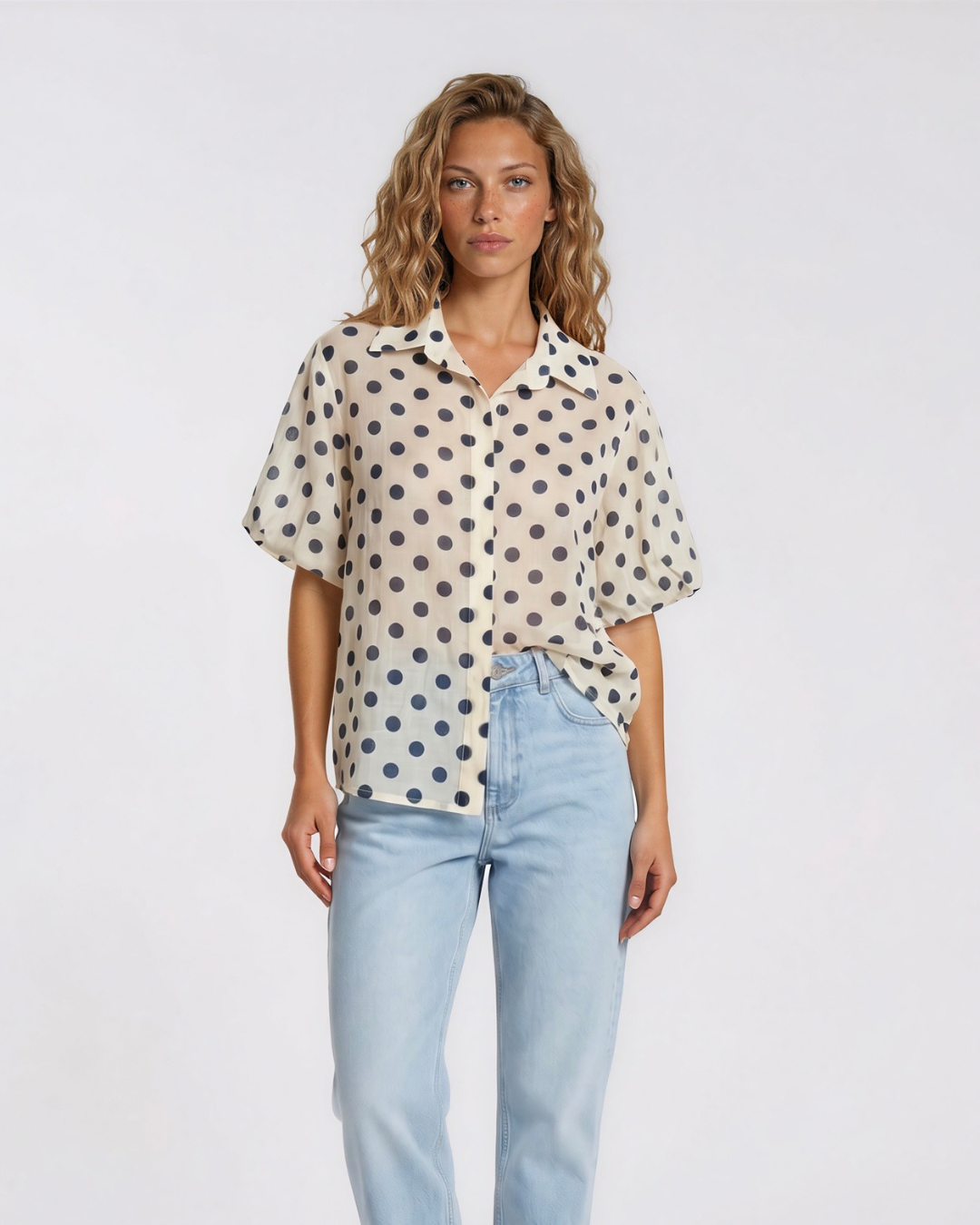 Blouse Gimme Richery Polkadot wit/blauw