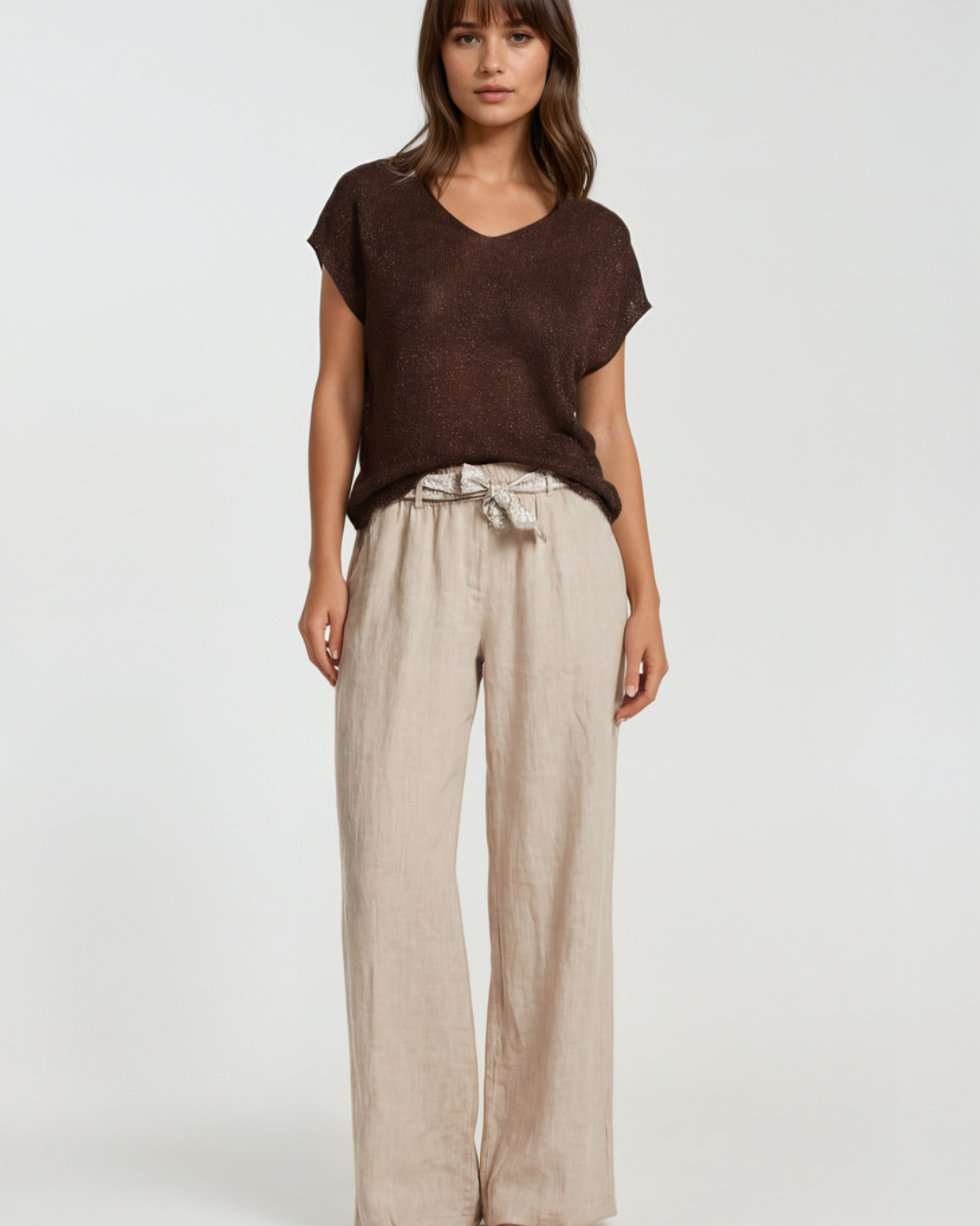 Broek Linnen I Beige