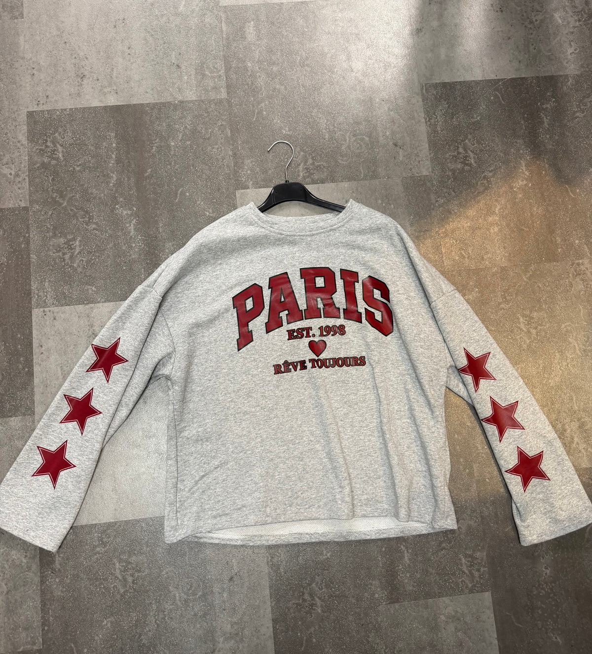 Sweater longsleeve Paris I Grijs/bordeaux