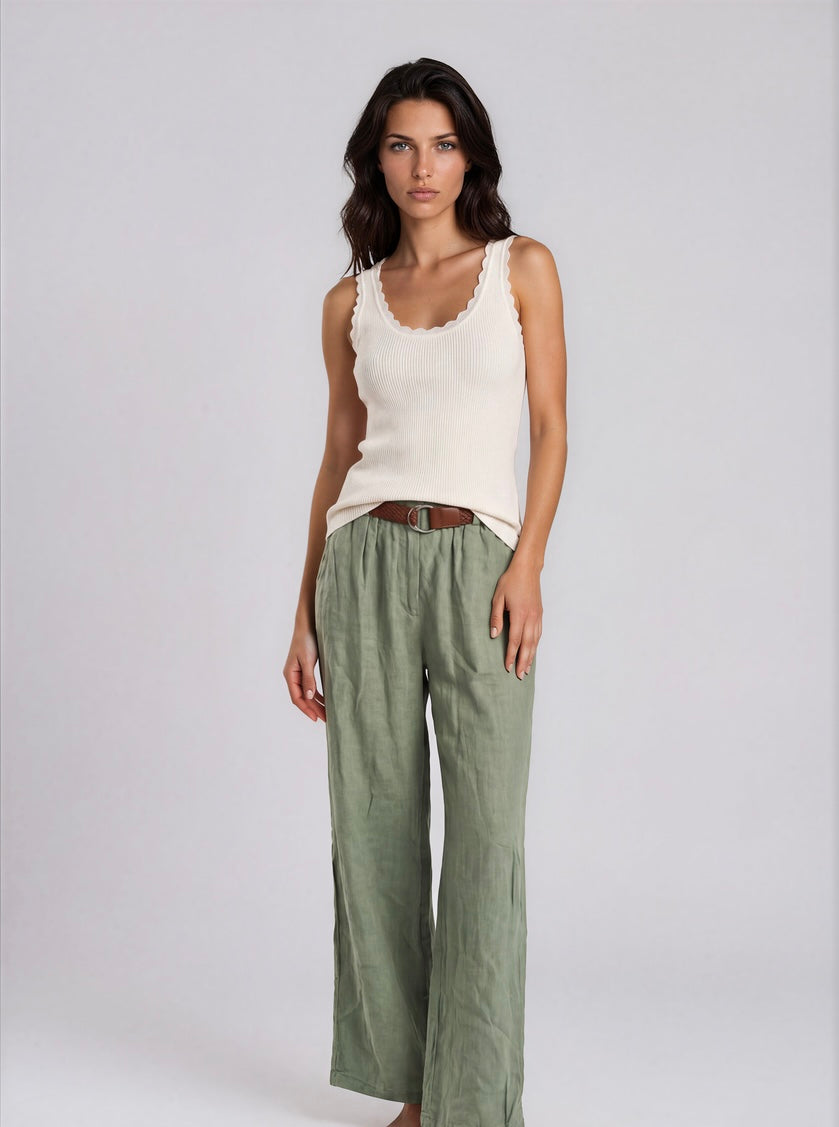 Broek Linnen I Groen