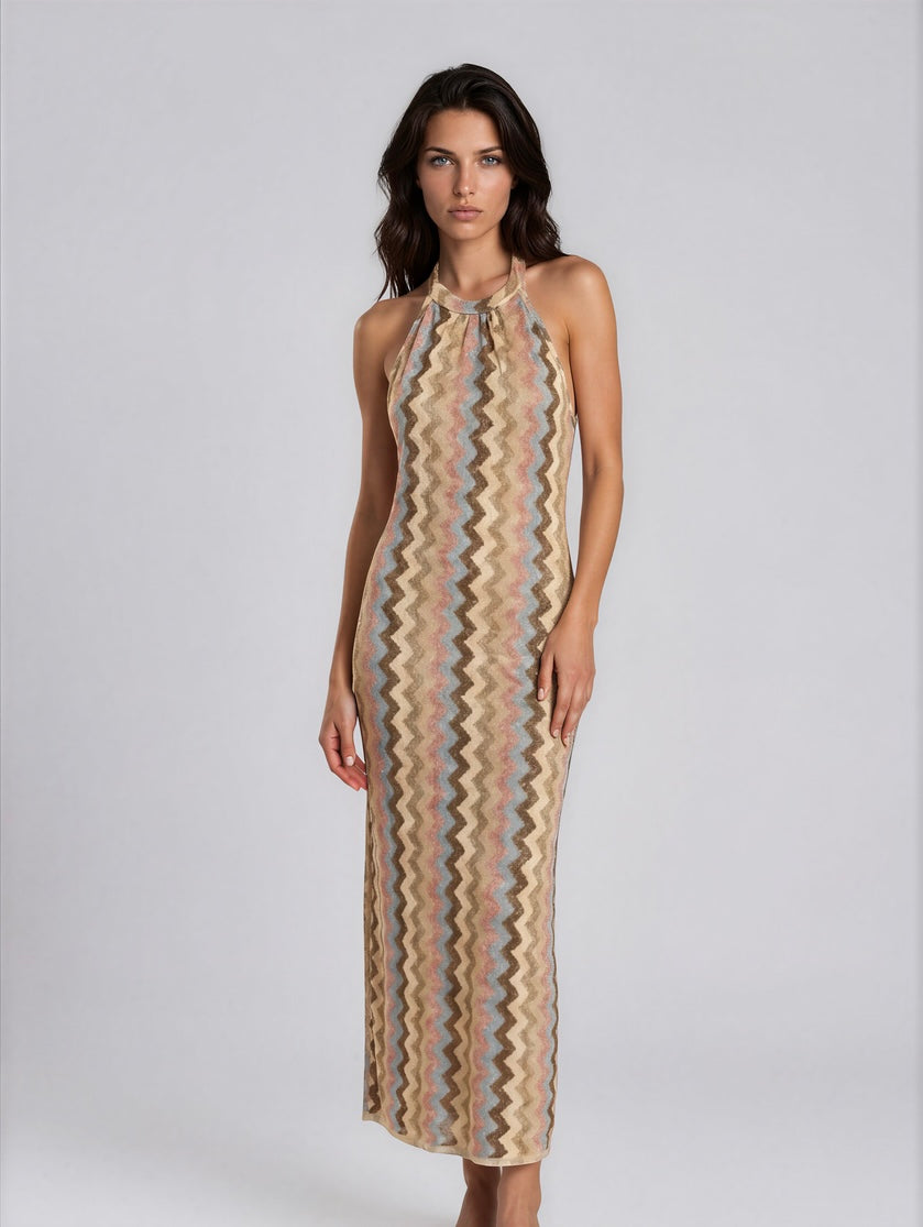 Jurk Gimme Ricceri Zigzag I Licht beige