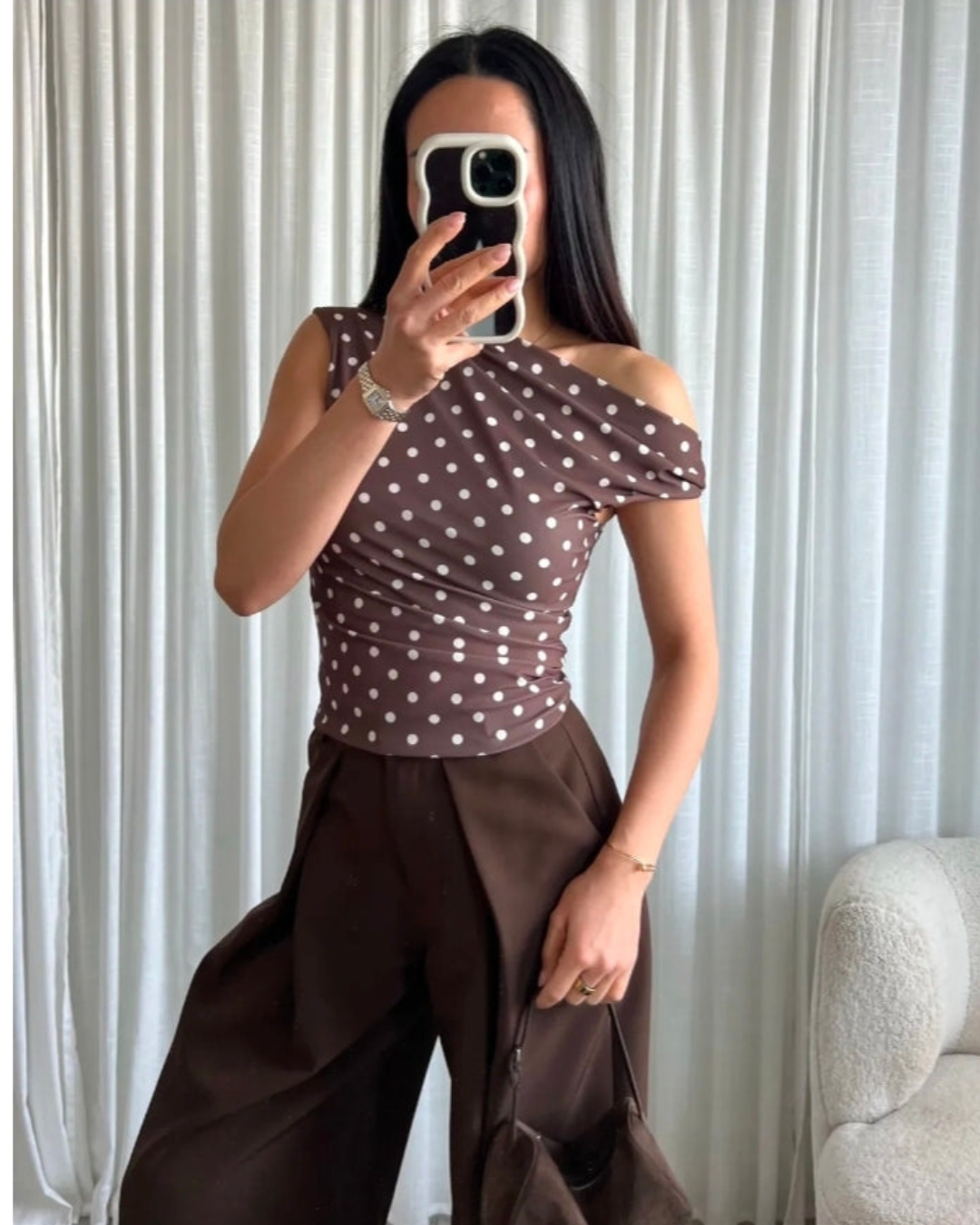 Top Off-Shoulder Stippe| Bruin