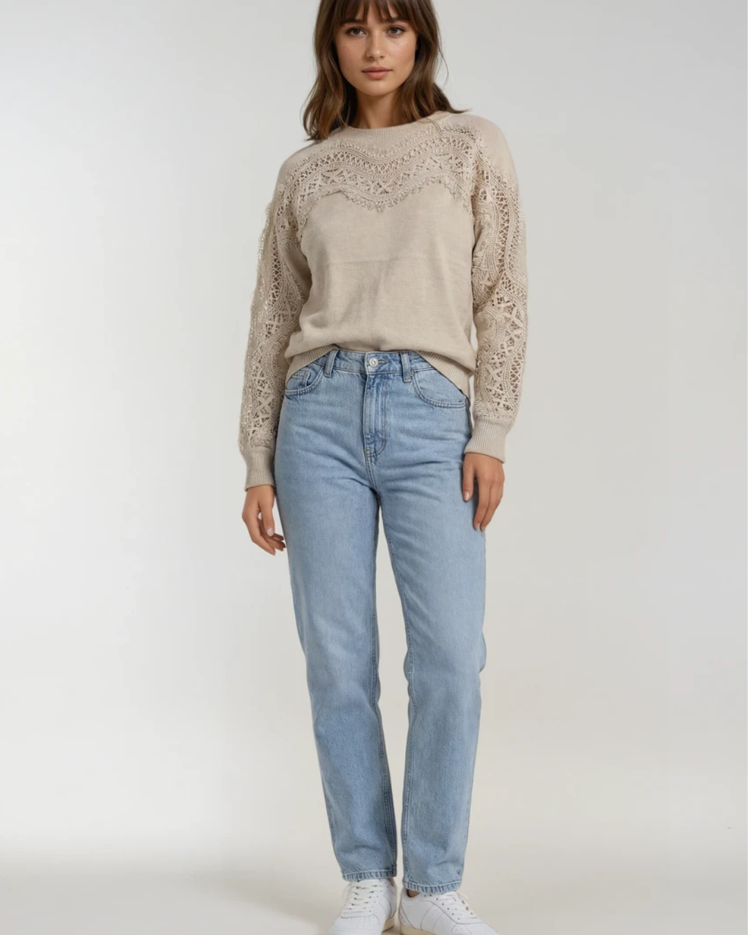 Trui Kante hals I Beige