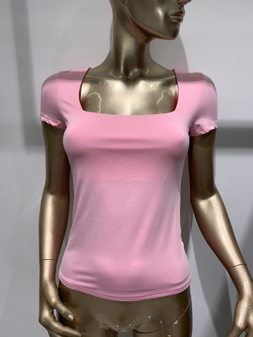 Vierkant Hals Top Korte mouw | Rose