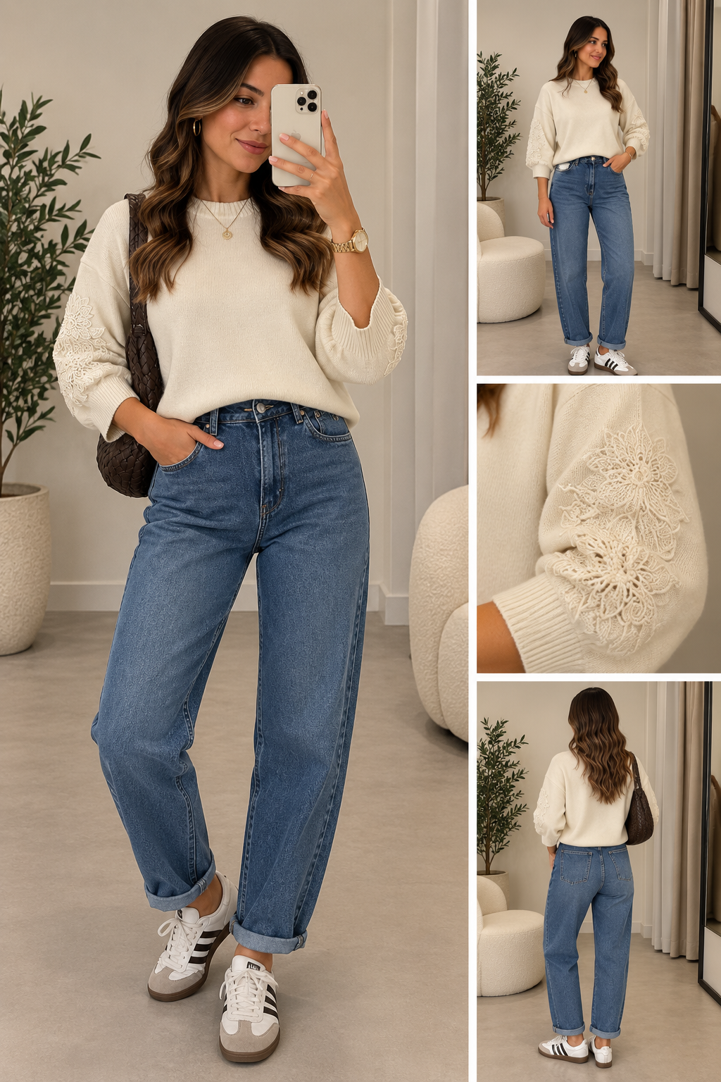 Truitje Bloem mouw I Beige