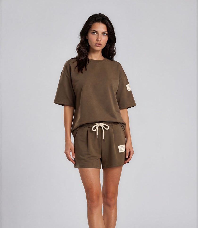 Comfy set badge summer I Bruin/ Beige