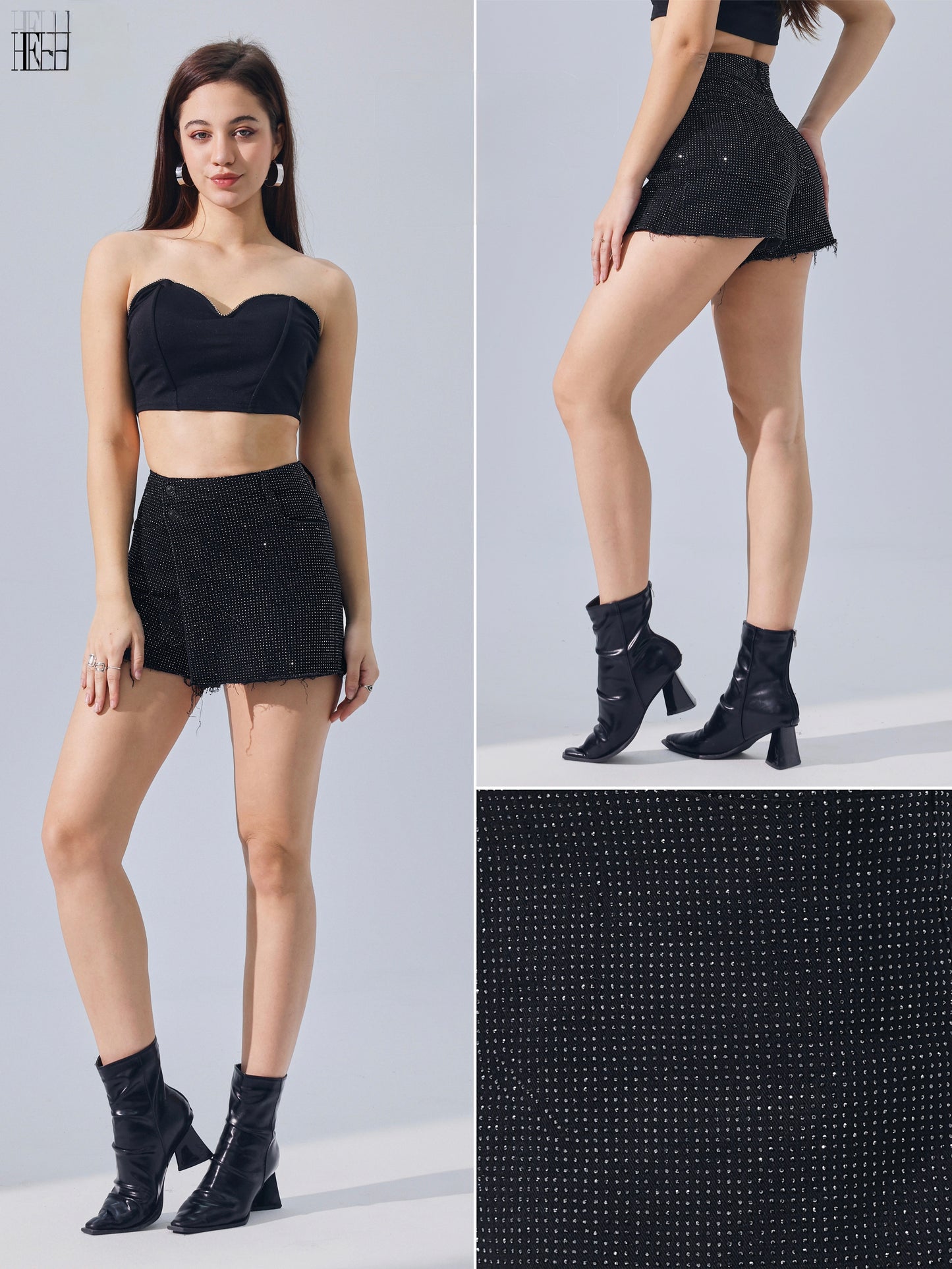 Skort glitter I zwart
