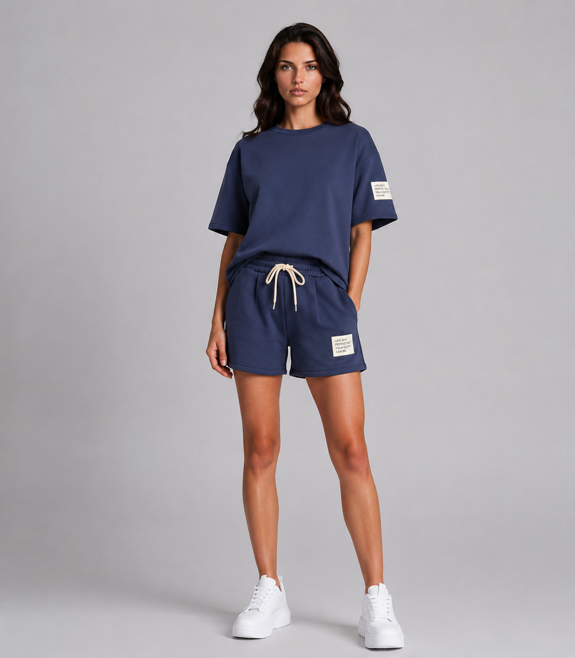 Comfy set badge summer I Navy/Beige