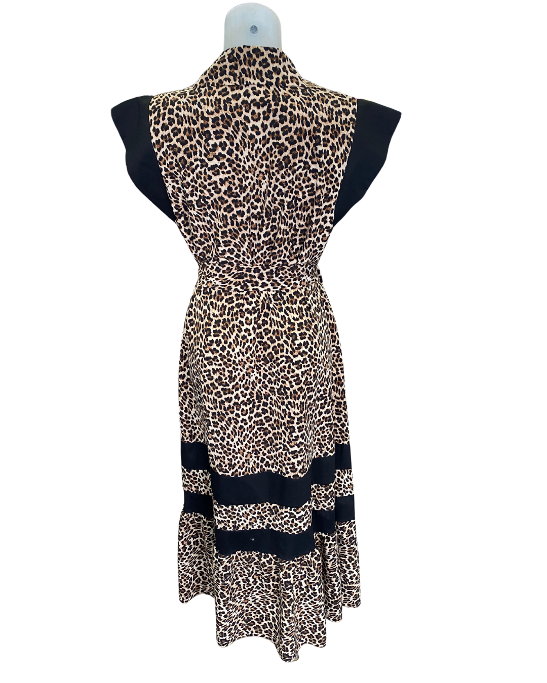 Panter jurk lang I Zwart
