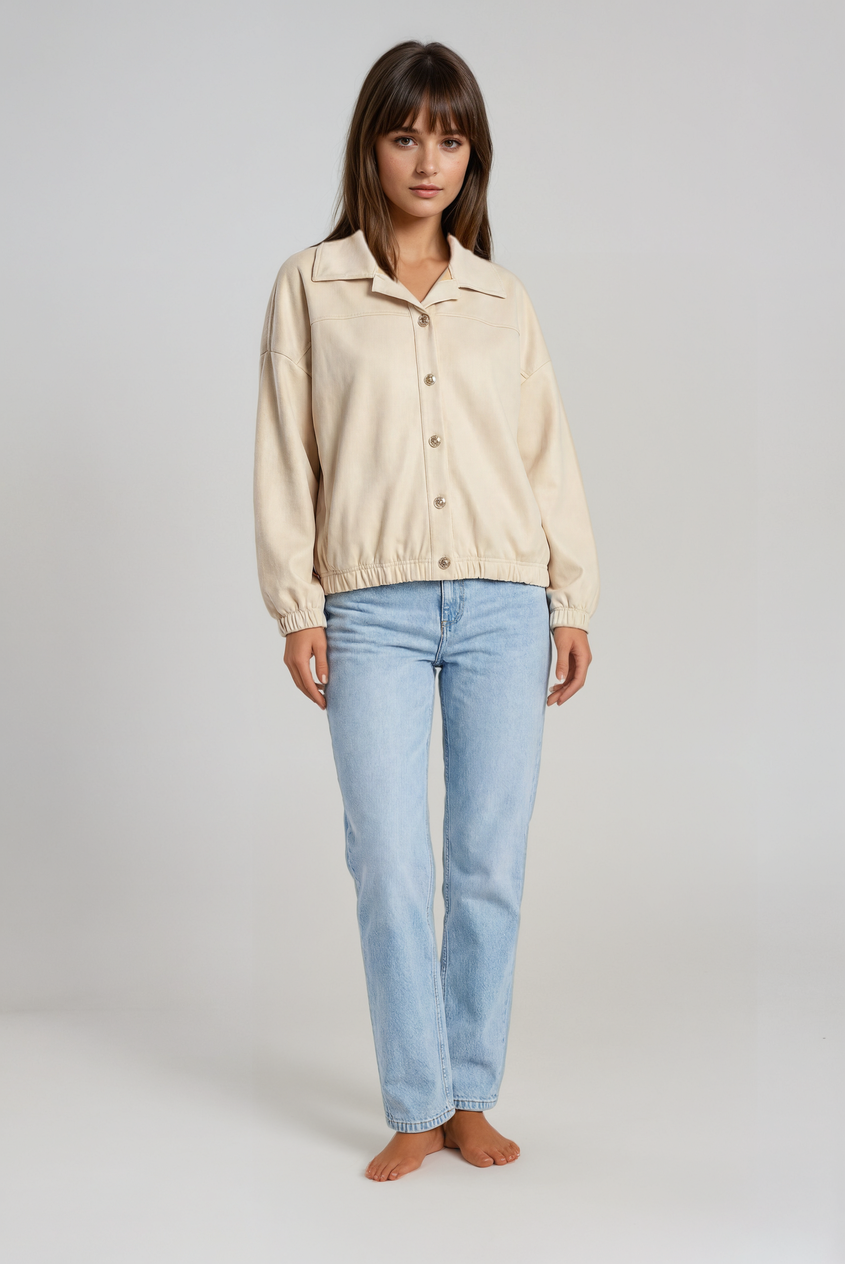 Jasje Suède goude knoop | Beige