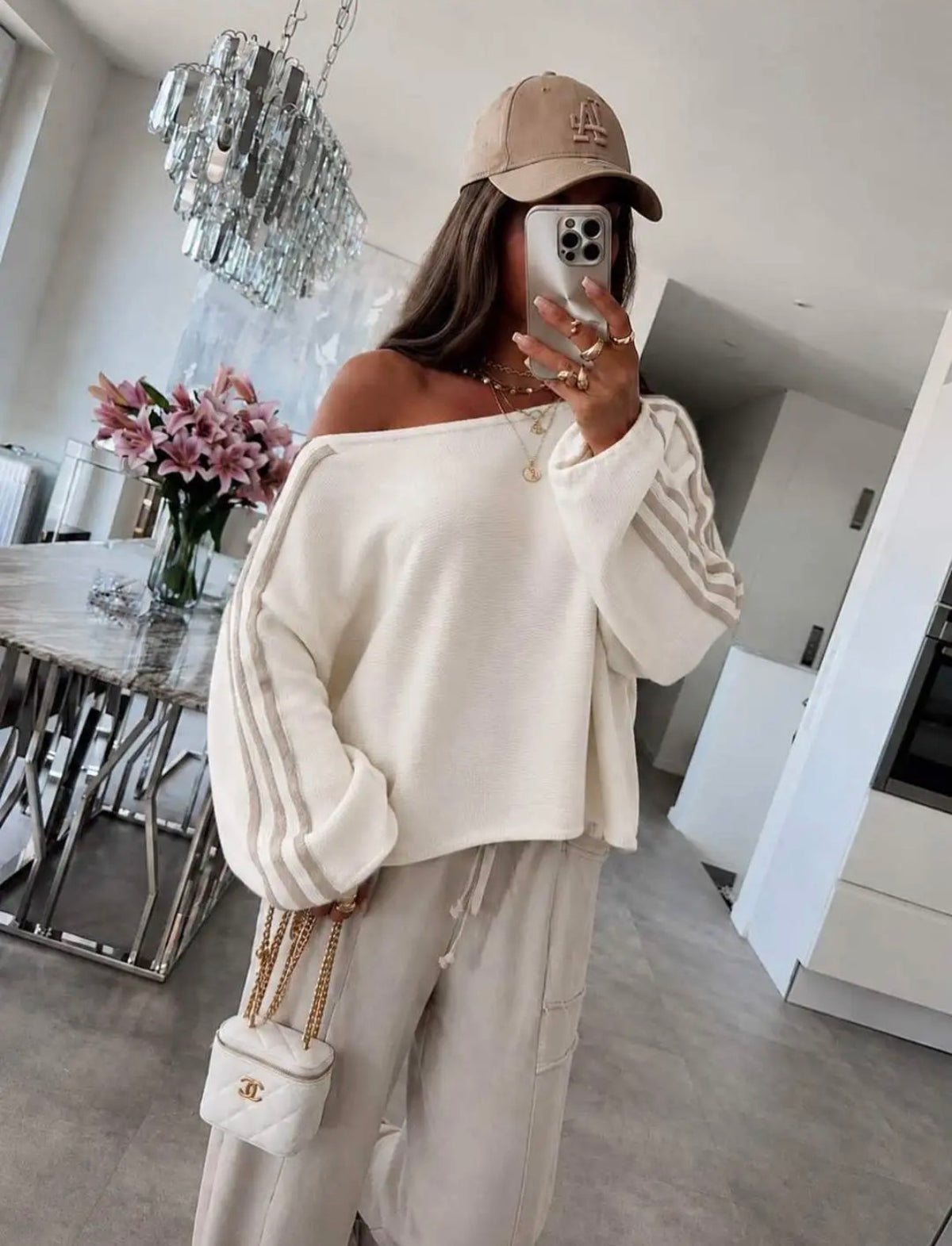 Trui off shoulder bies I Wit