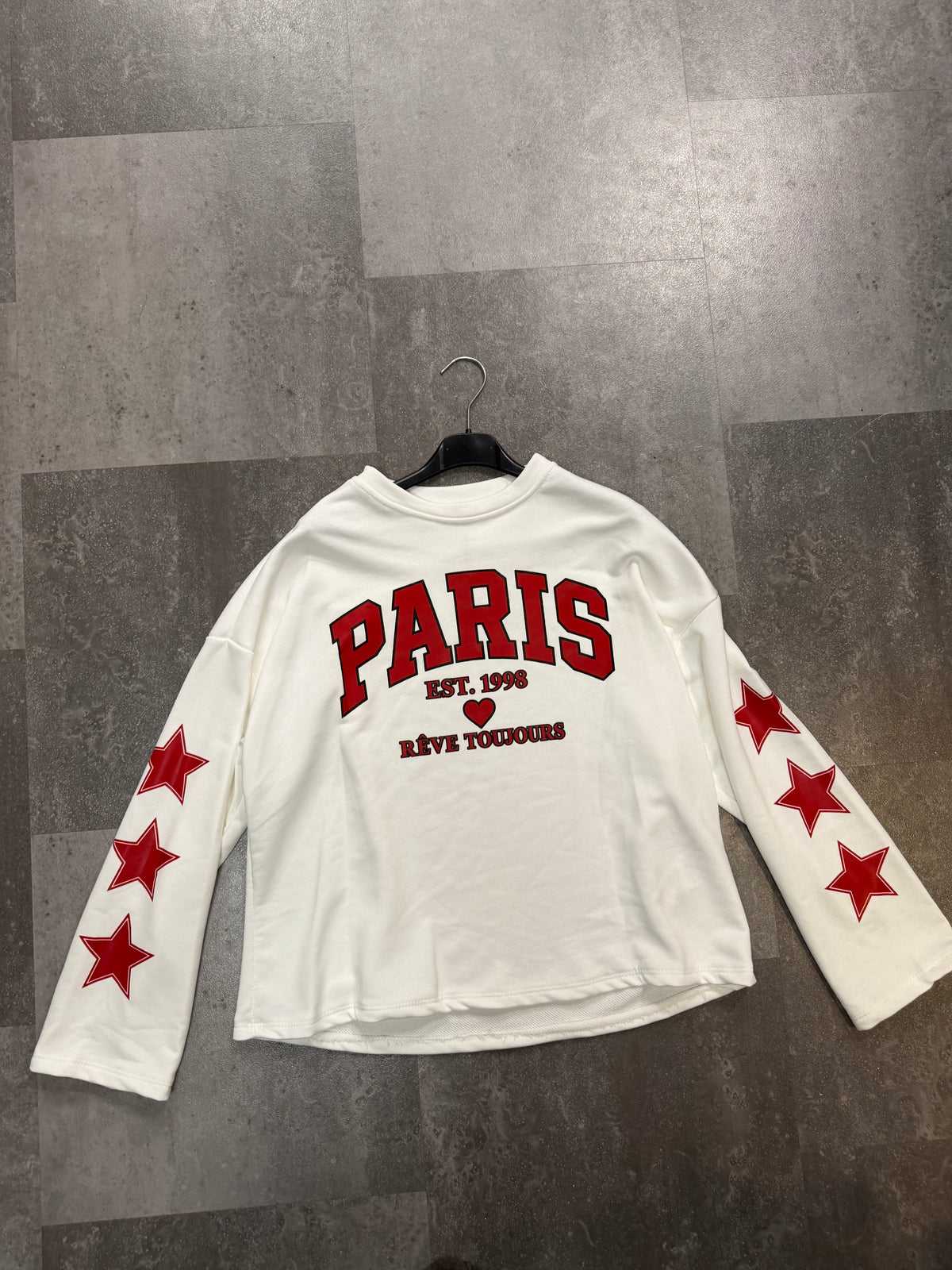 Sweater longsleeve Paris I wit/rood