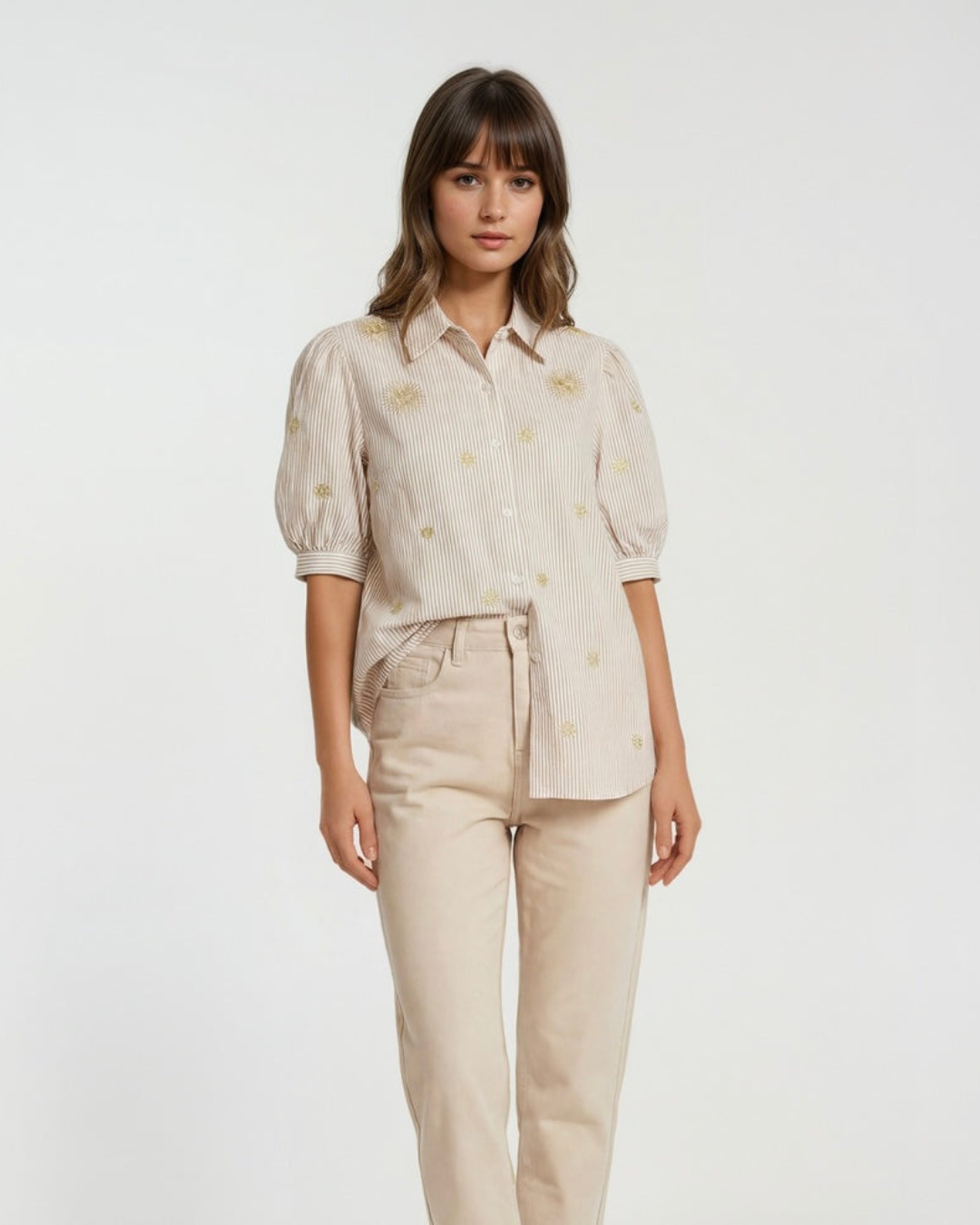 Blouse Gimme Richery bloem I Beige