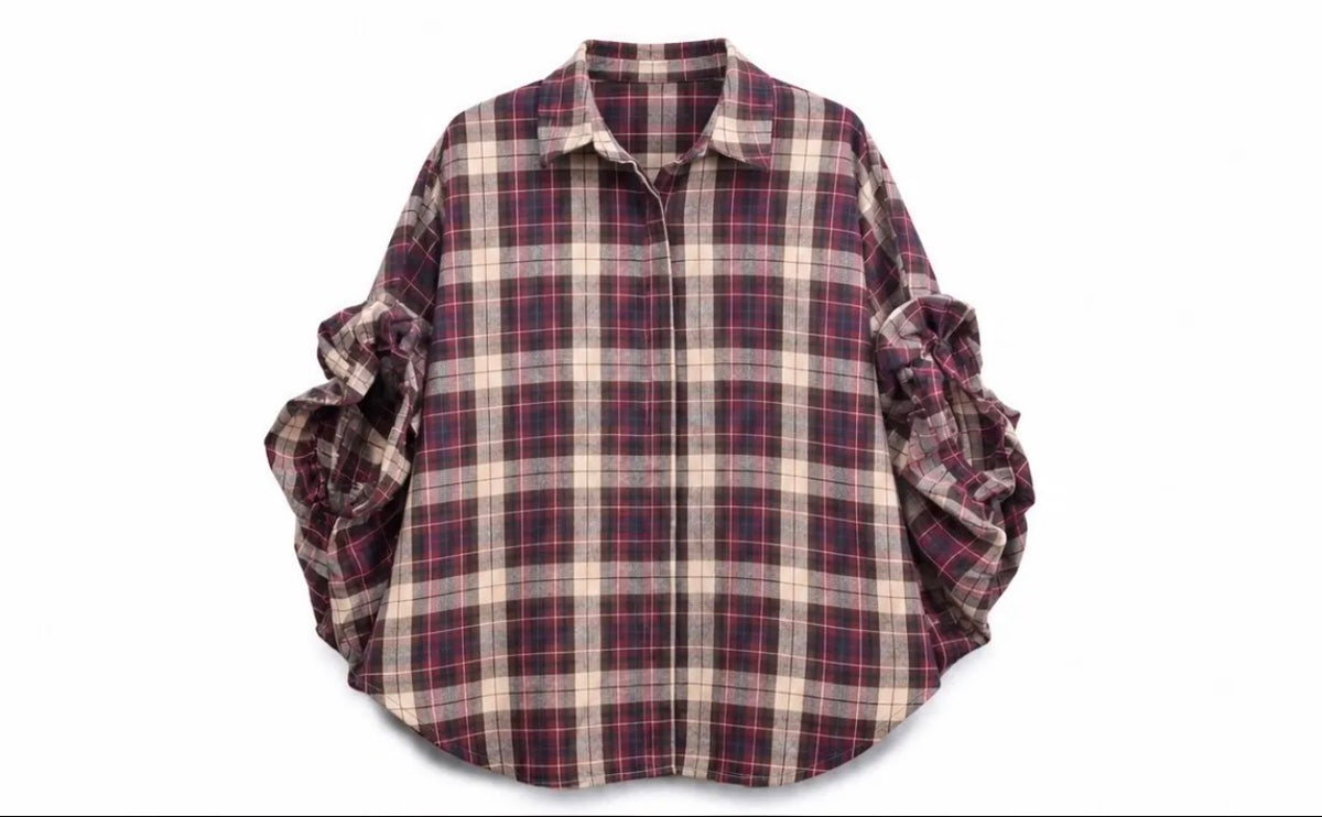 Blouse stof houthakker Vlindermouw I Bordeaux