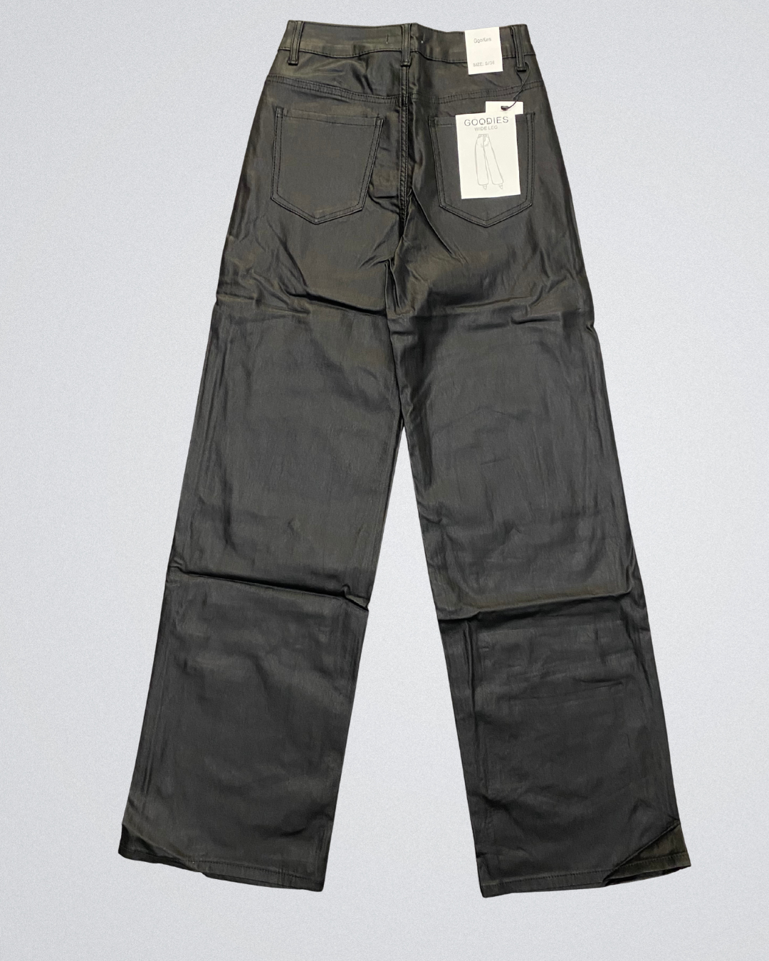 Leather look broek wide-leg mat I Zwart