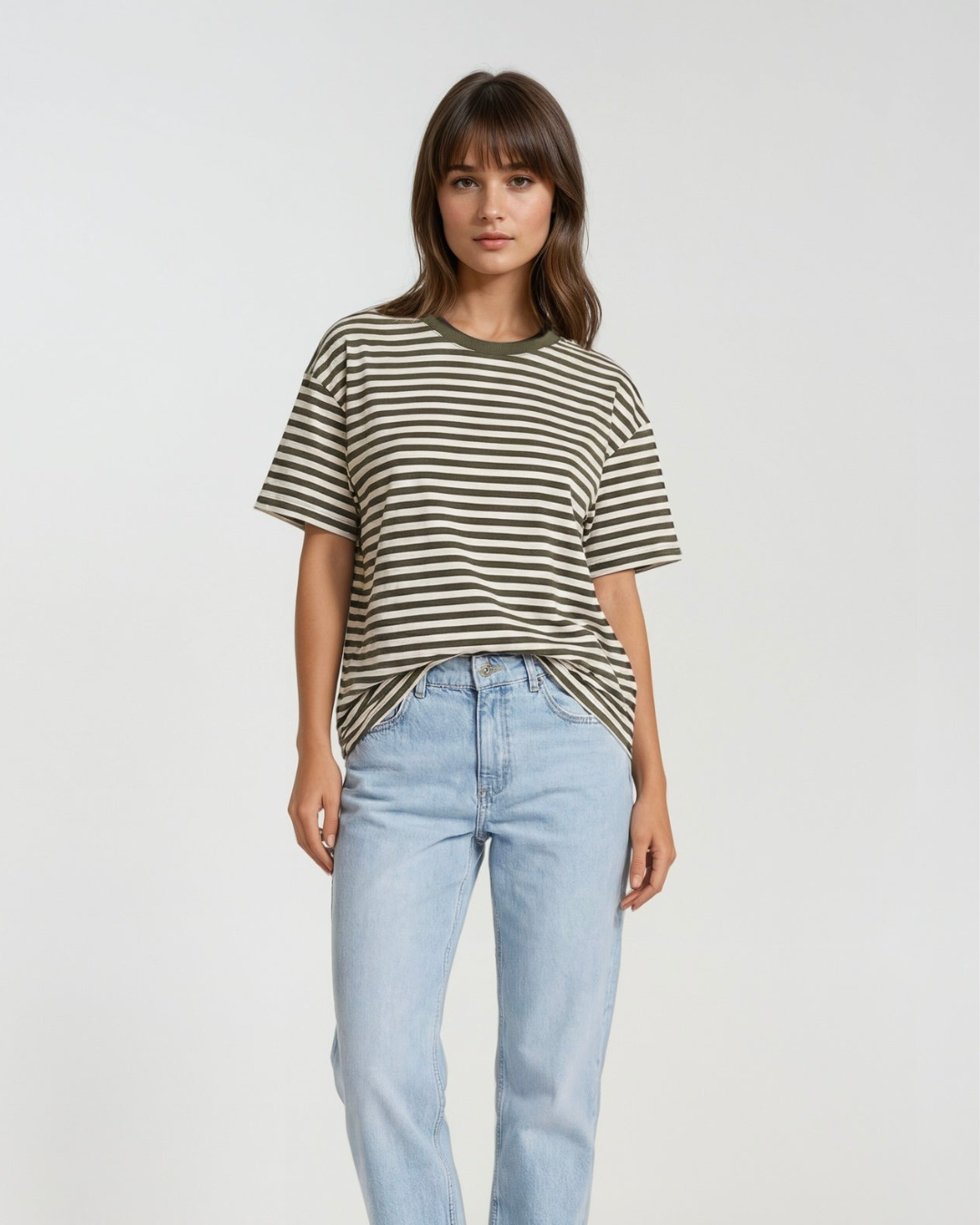 T-shirts Streep I Groen/ Wit