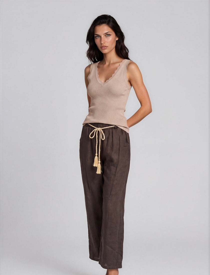 Broek Linnen I Bruin