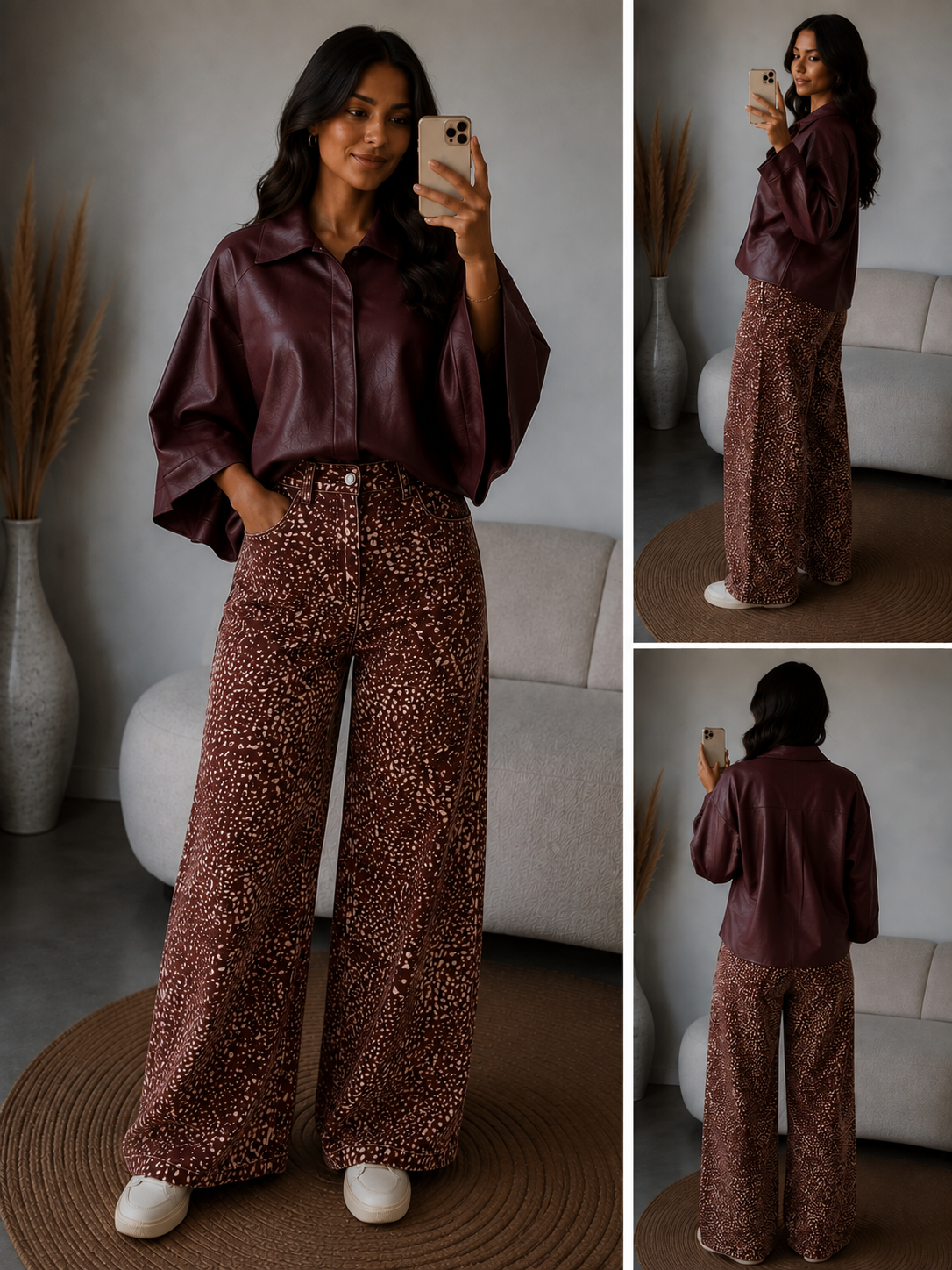Trenchcoat Leatherlook | Bordeaux