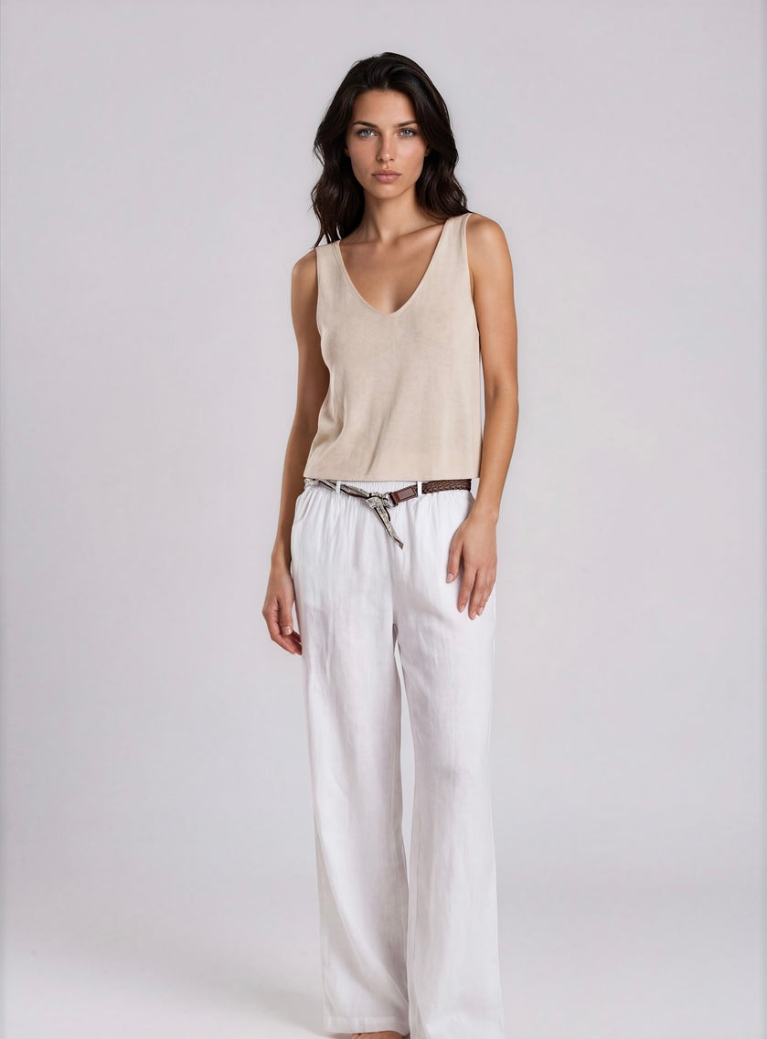 Broek Linnen riem I Wit