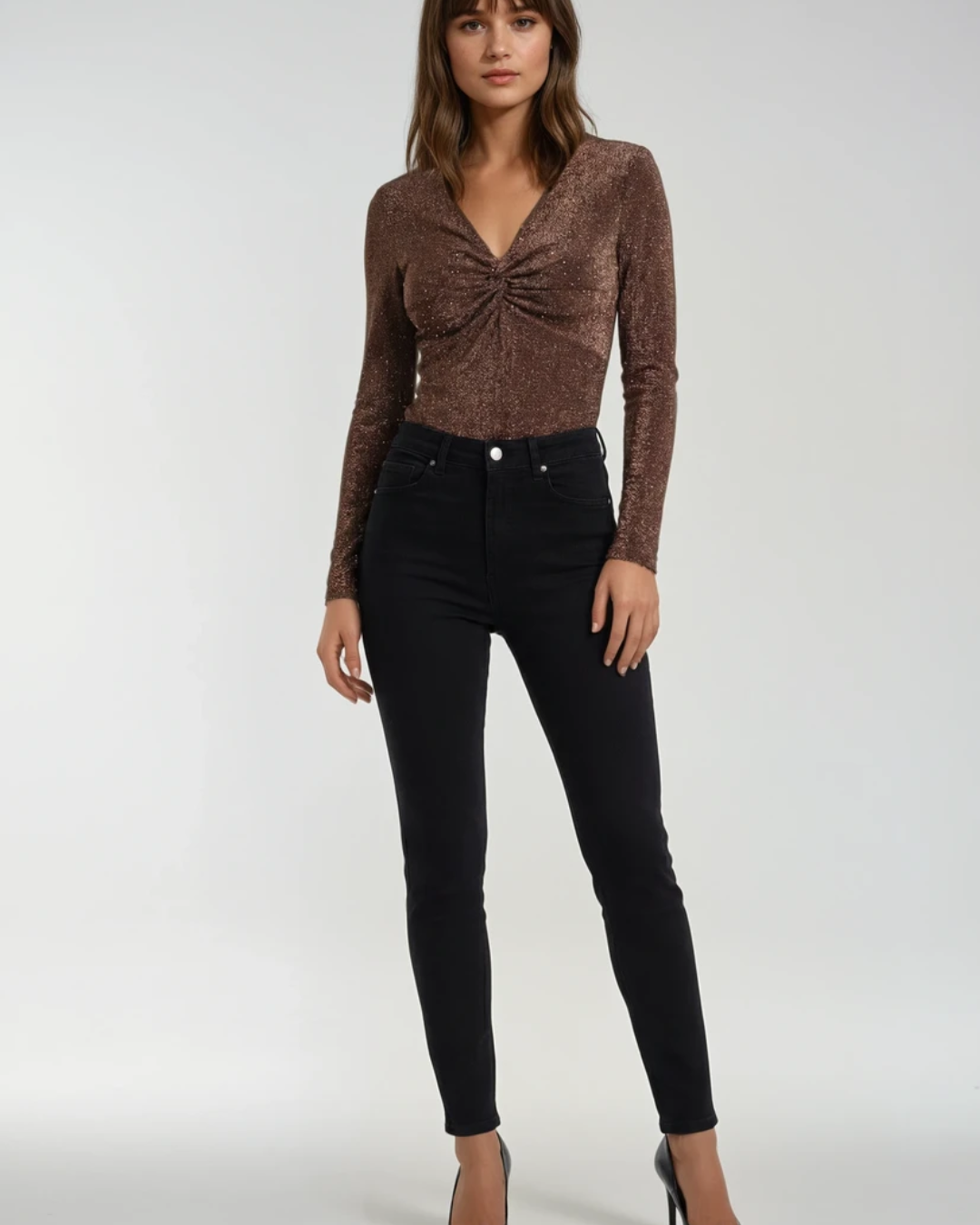 Lina Glitter Top| Bruin