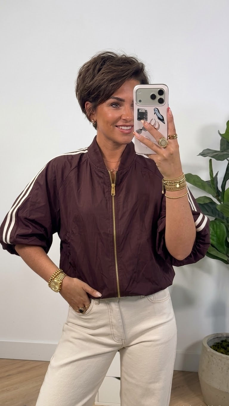 Bomber jasje 7/8 mouw | Bordeaux