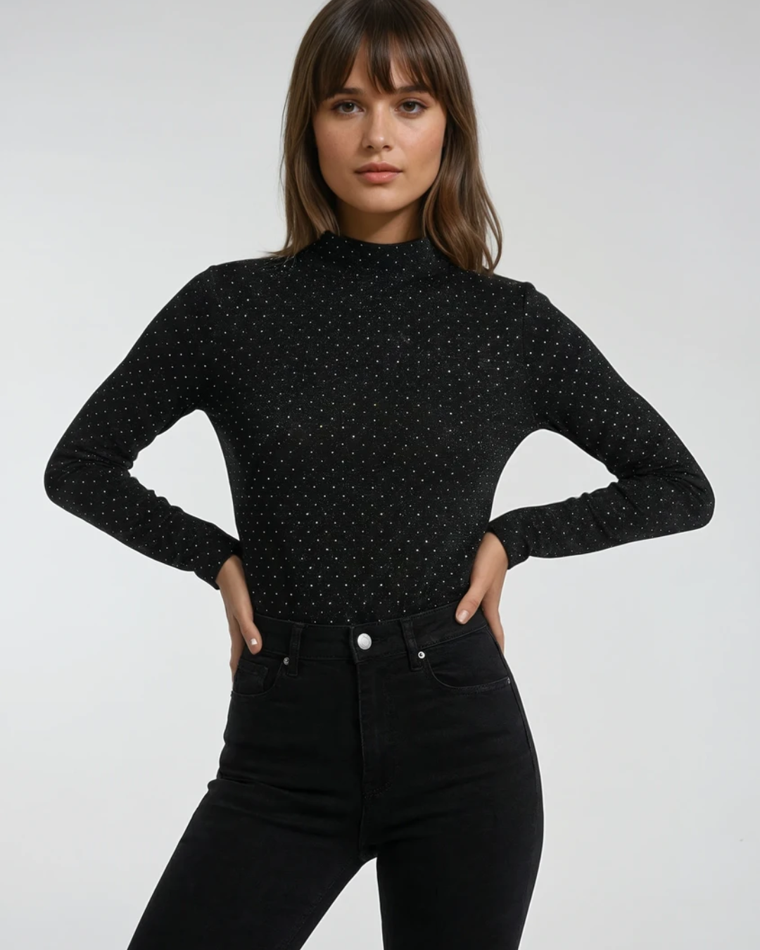 Top Glitter | Zwart