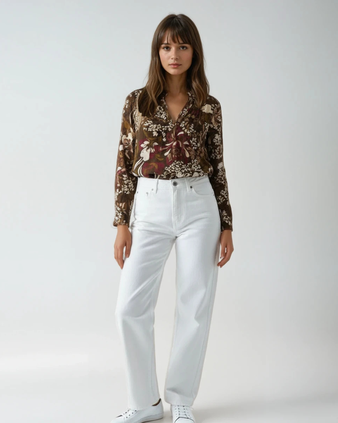 Blouse Vera Bloemen I Bruin