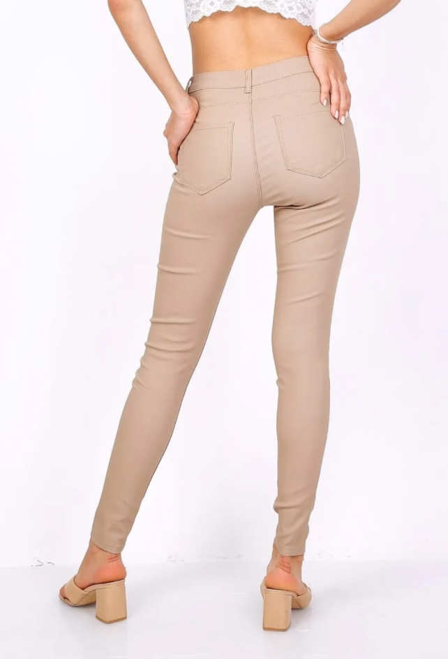 Leather Look Highwaist I Beige