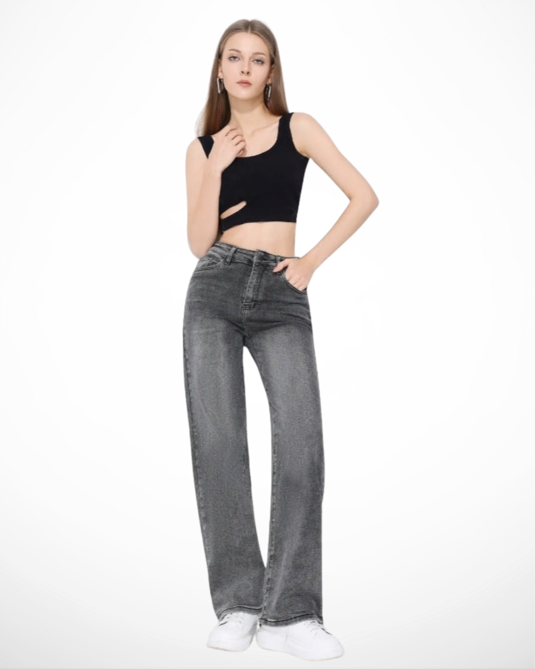 Hello miss - Wide leg jeans I Antraciet Grijs