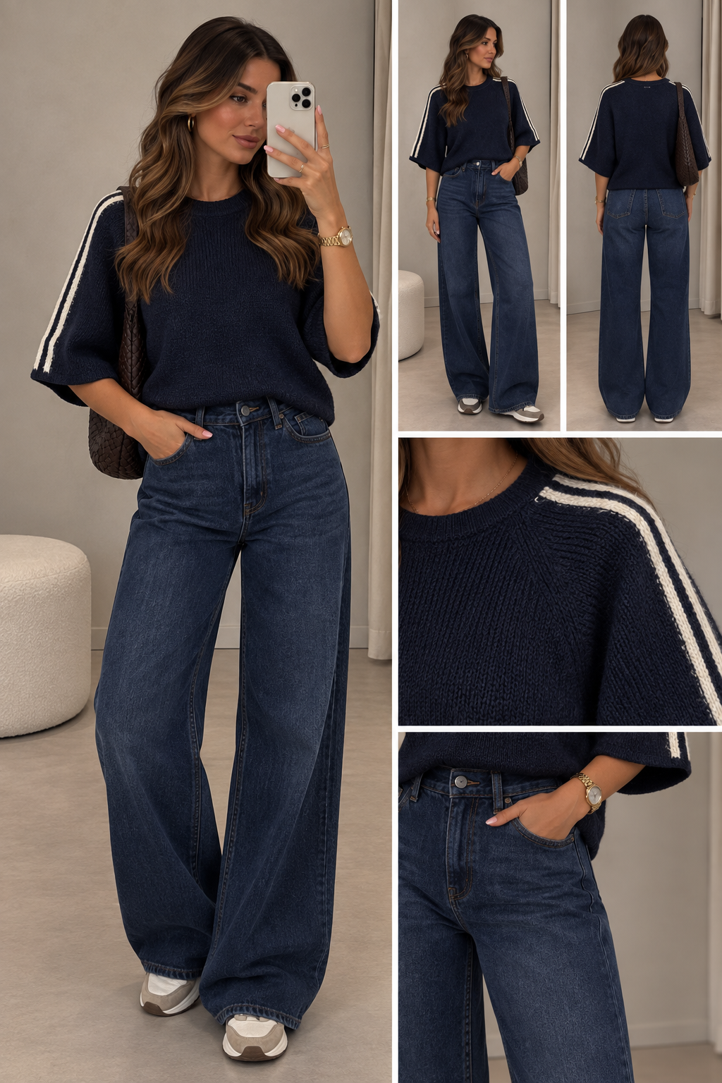 Truitje bies 7/8 mouw I Navy