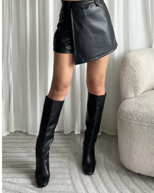 Skorts Leather Look | Zwart