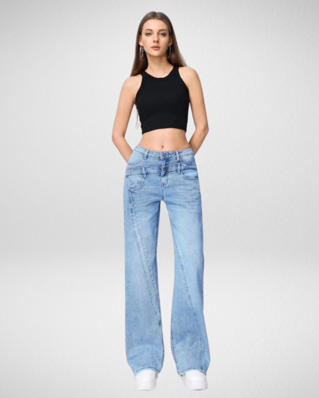 Hello miss Wide-Leg | dubbel zak Blauw
