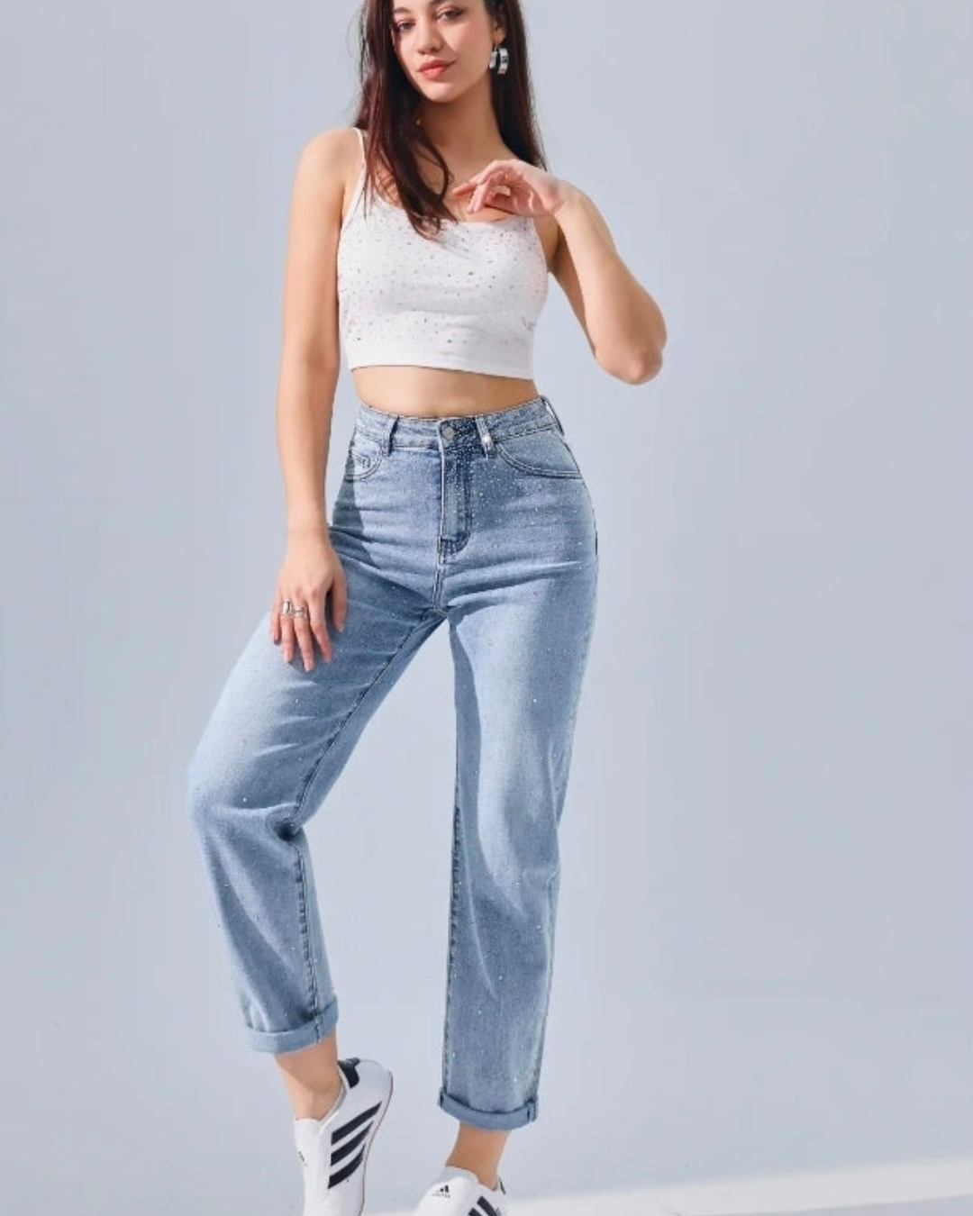 Hello- Miss Ballon Jeans | Glitter / Strass