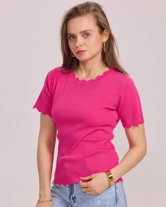 Trui ribble mouw I Fuchsia