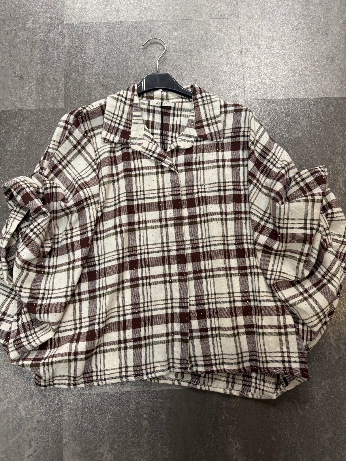 Blouse stof Vlindermouw Ruit Glitter I Bordeaux