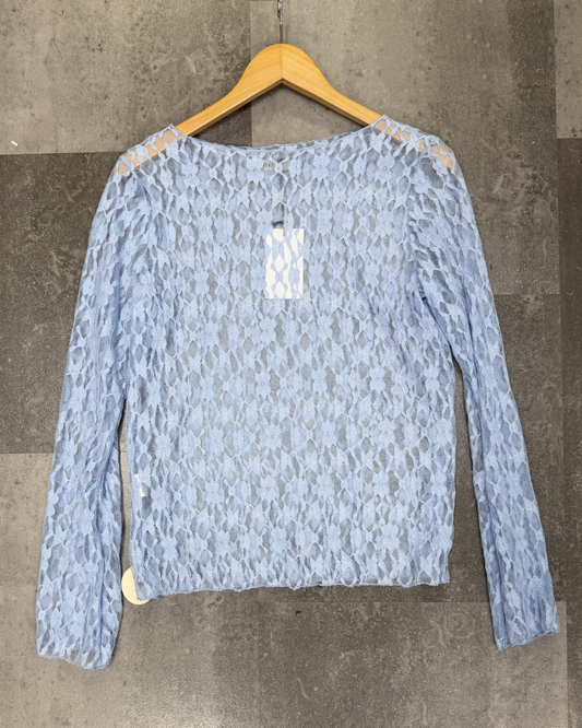 Transparant Top Amy vlindermouw | Blauw