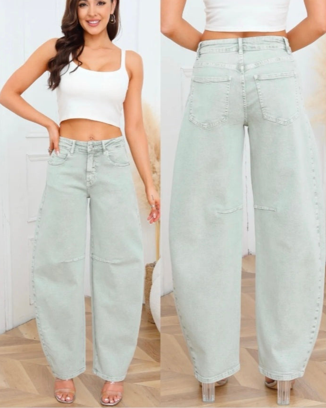 Barrel/Ballon jeans Manuela | Mint Groen