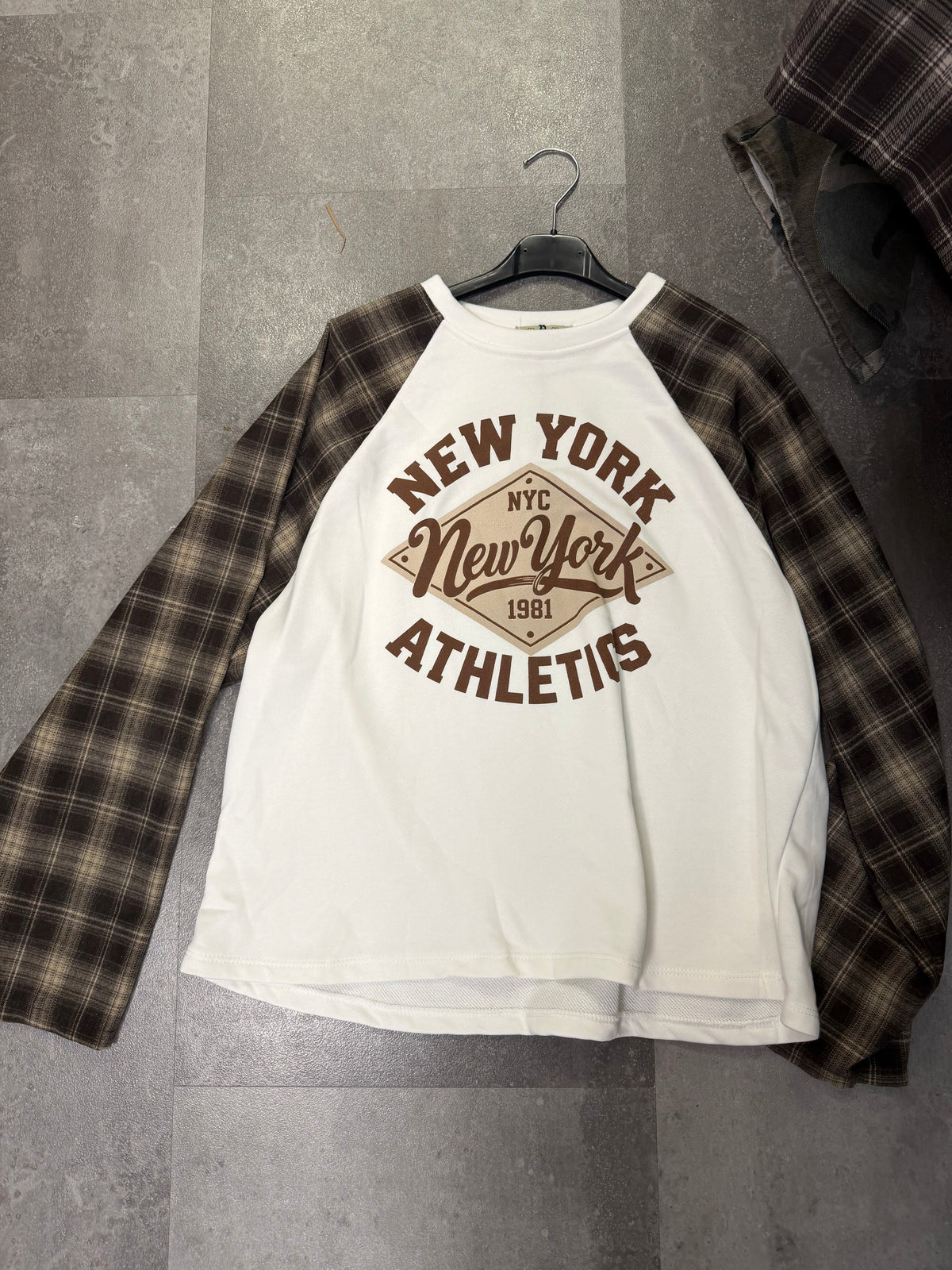 Longsleeve Ruit Newyork | Bruin