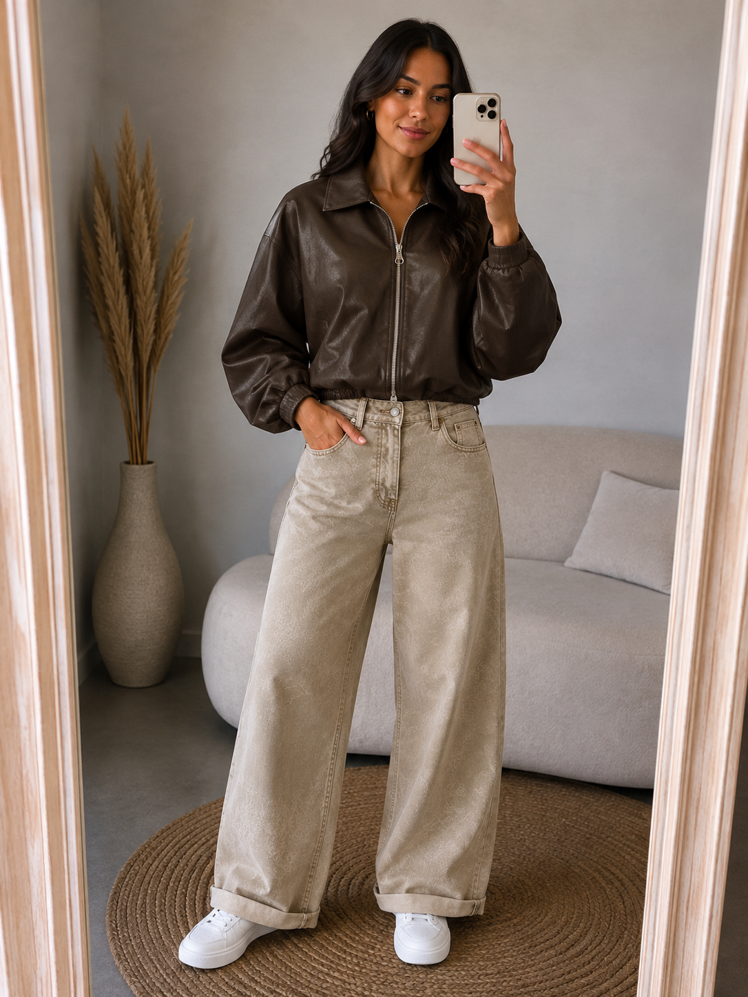 leatherlook Jasje Verajo | Bruin