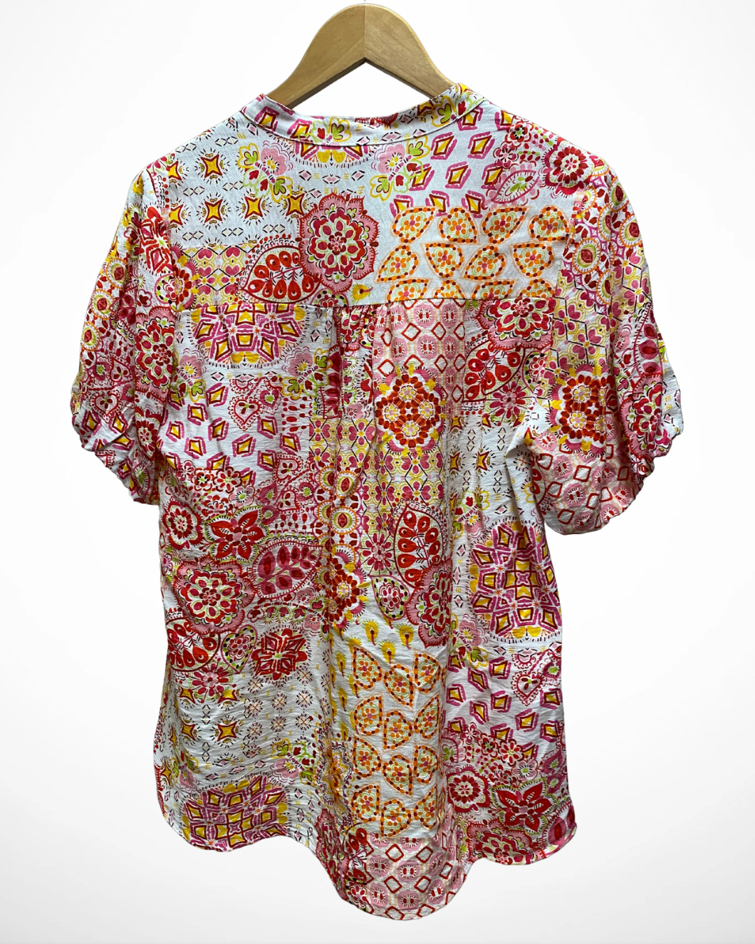 Korte mouw blouse print I Rood