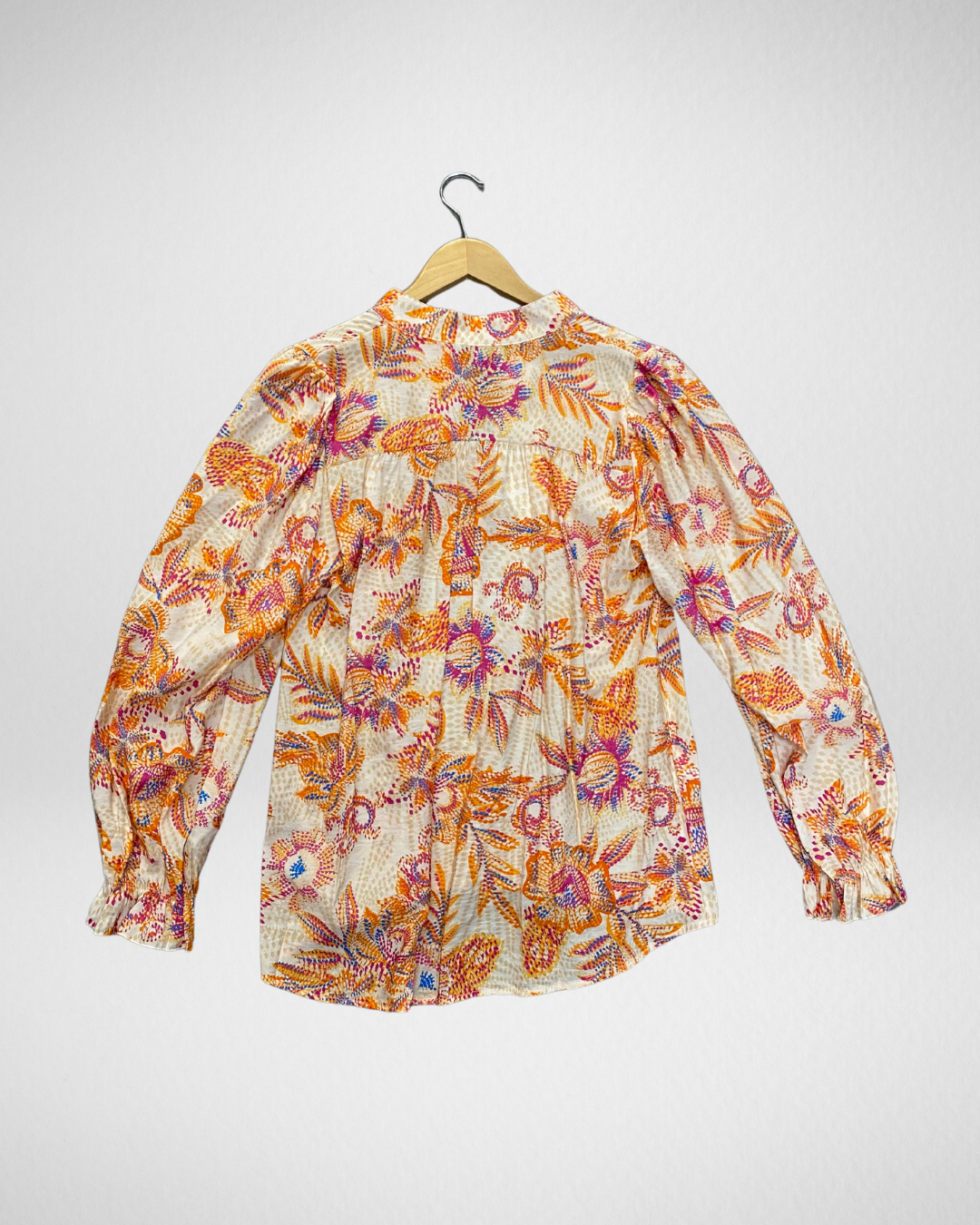 V hals blouse bloem I Oranje